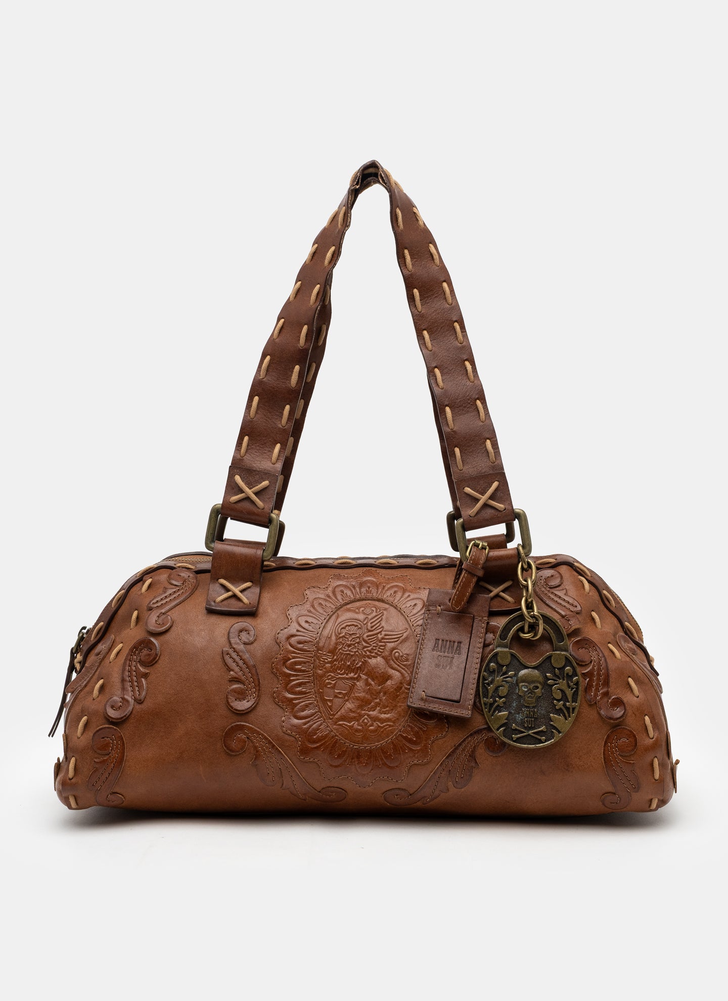 Anna Sui Tooled Leather Shoulder Bag