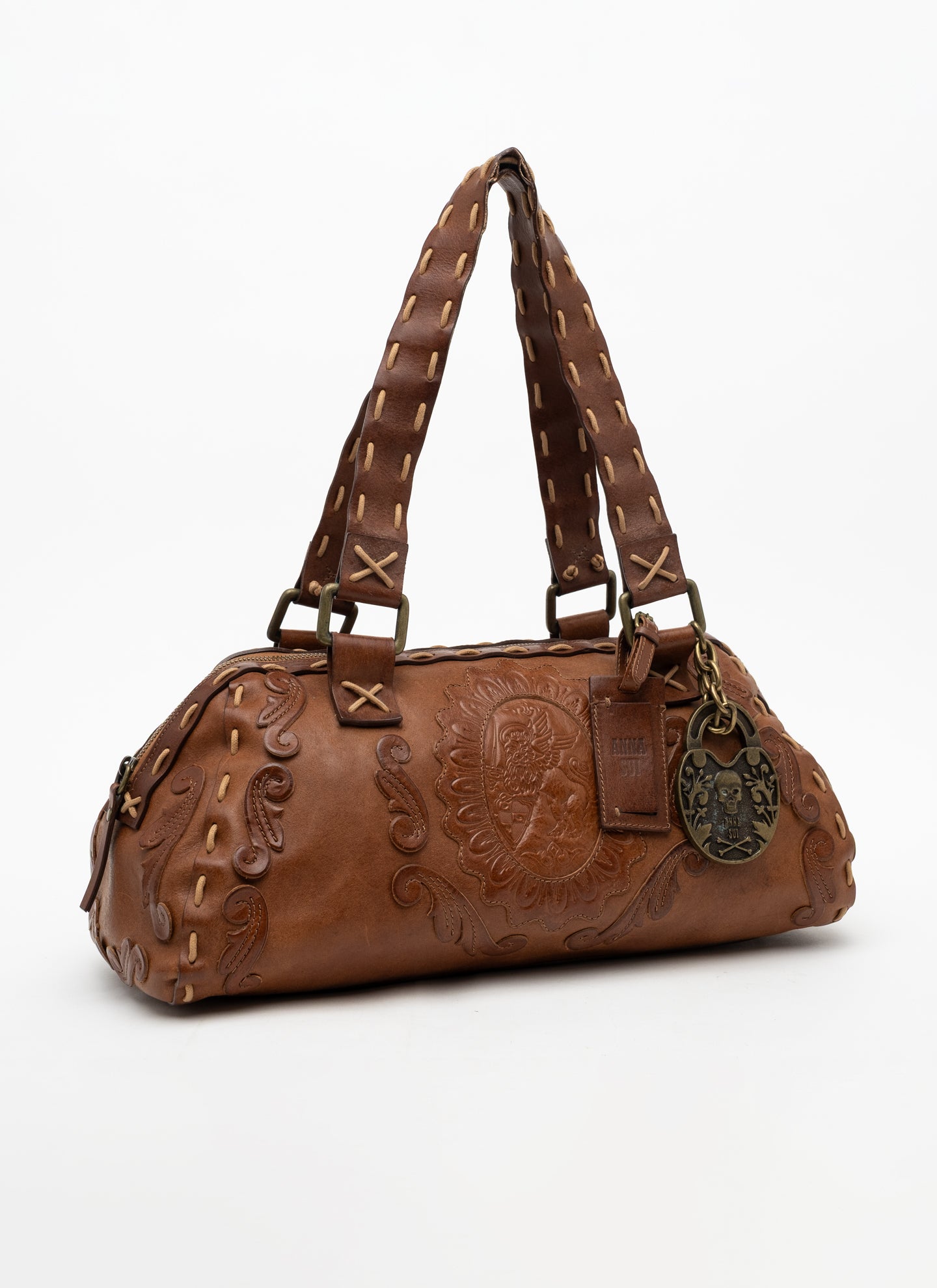 Anna Sui Tooled Leather Shoulder Bag