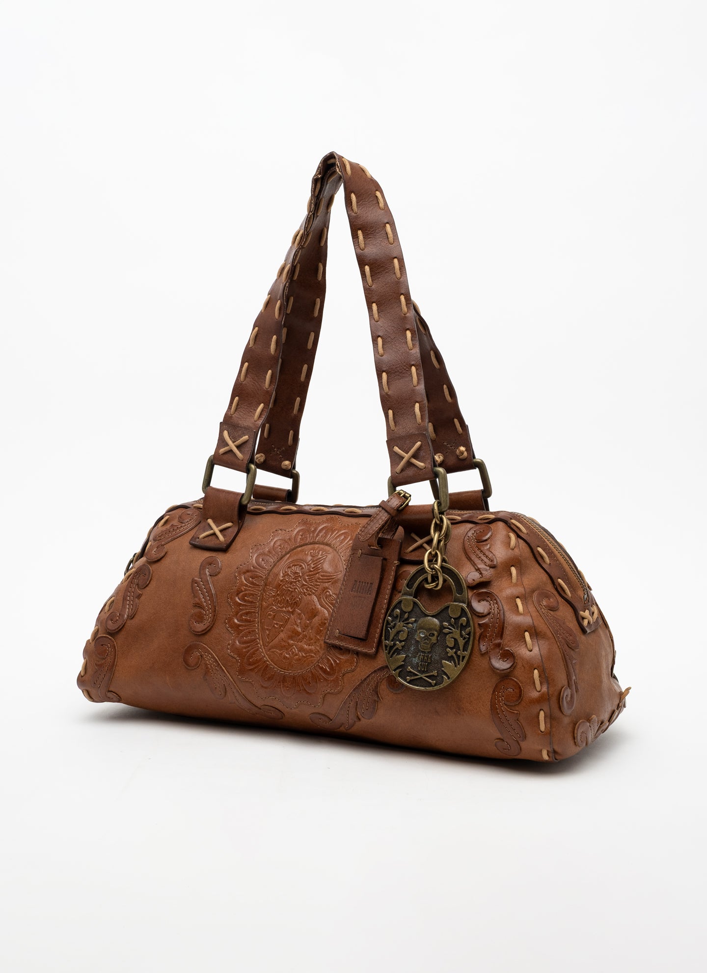 Anna Sui Tooled Leather Shoulder Bag