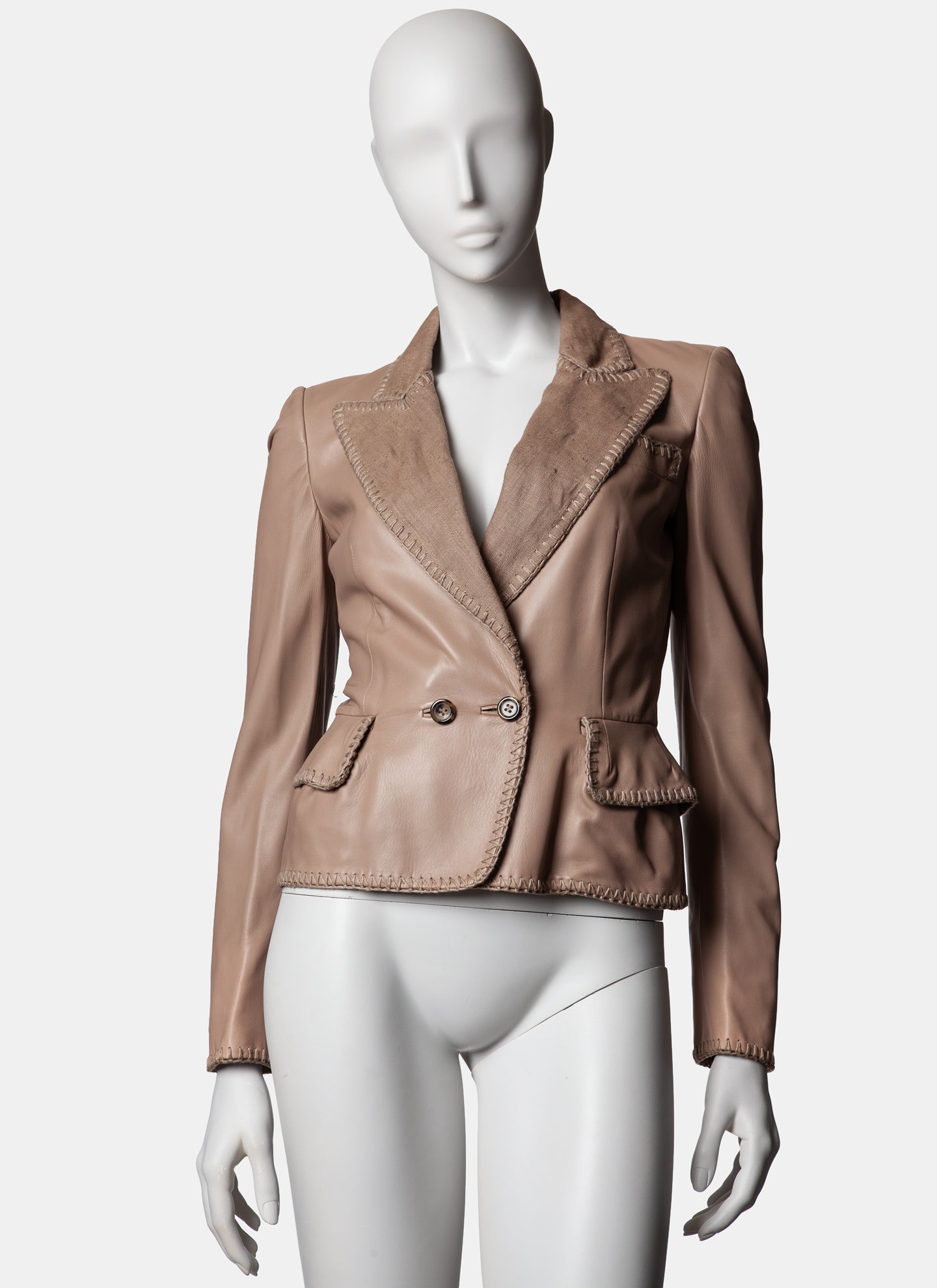 Yves Saint Laurent Rive Gauche Leather & Linen Jacket C. 2006