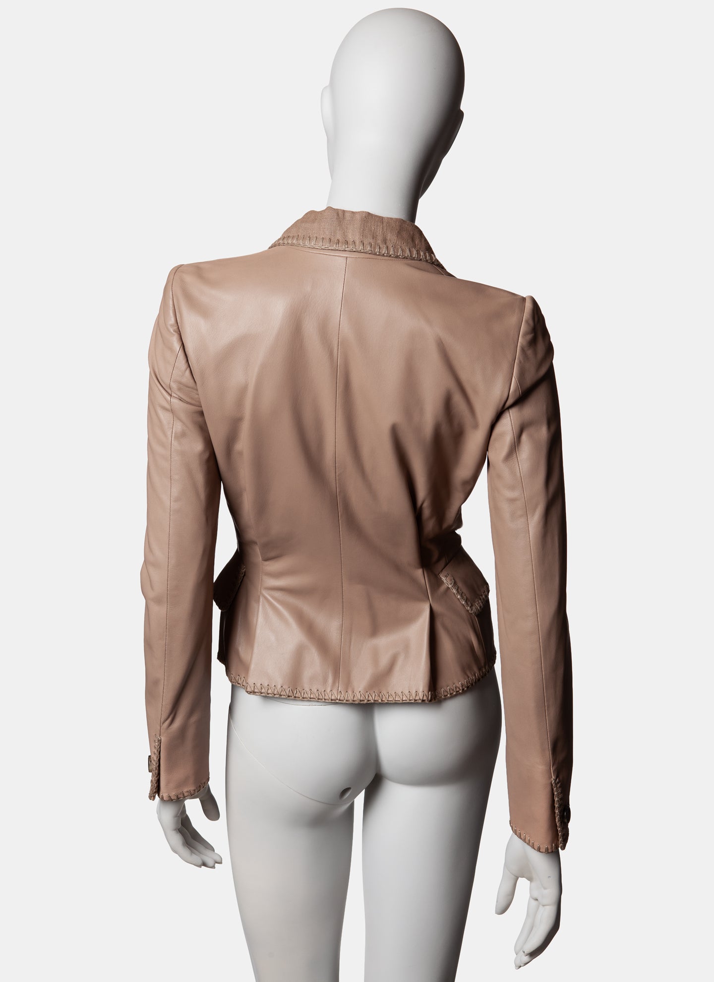 Yves Saint Laurent Rive Gauche Leather & Linen Jacket C. 2006