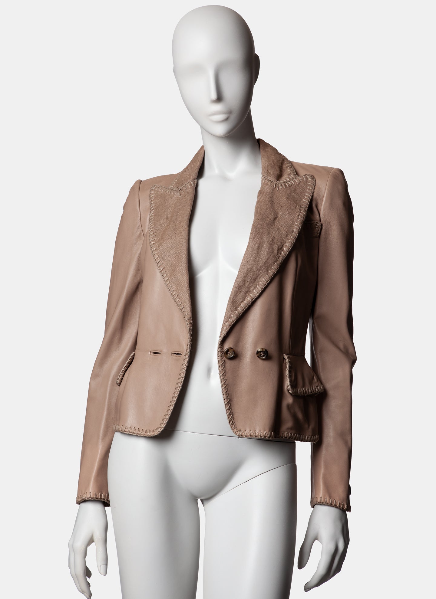 Yves Saint Laurent Rive Gauche Leather & Linen Jacket C. 2006