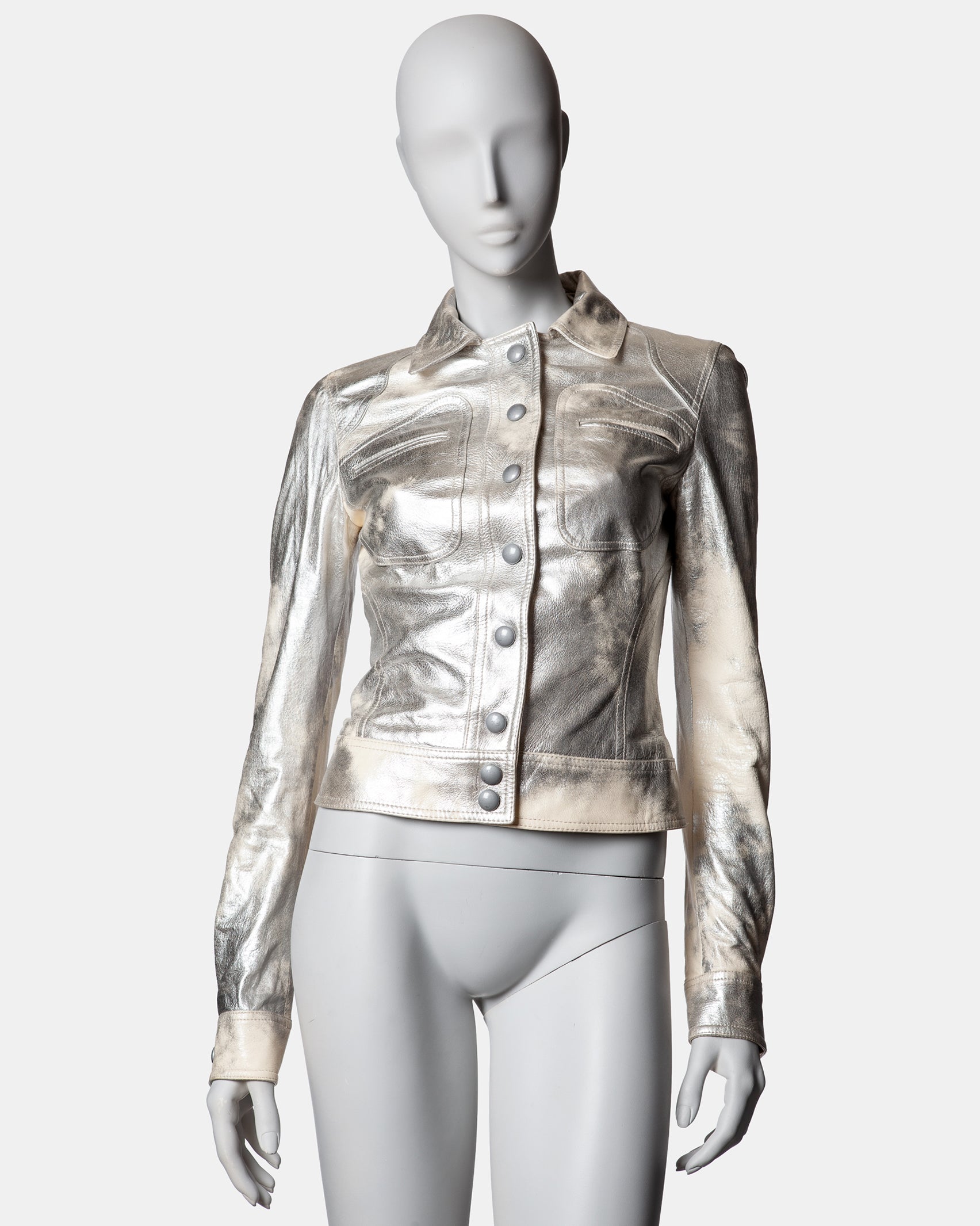 Roberto Cavalli Mottled Metallic Leather jacket - S/S 2002 - L