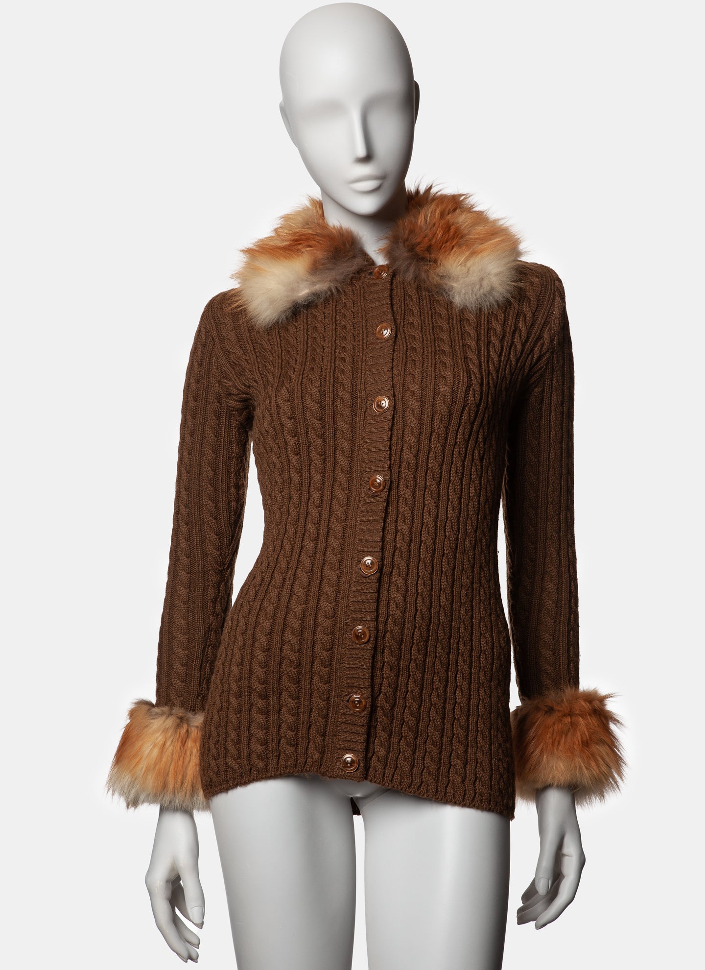 Yves Saint Laurent Rive Gauche Fox Trim Cardigan - A/W 1973
