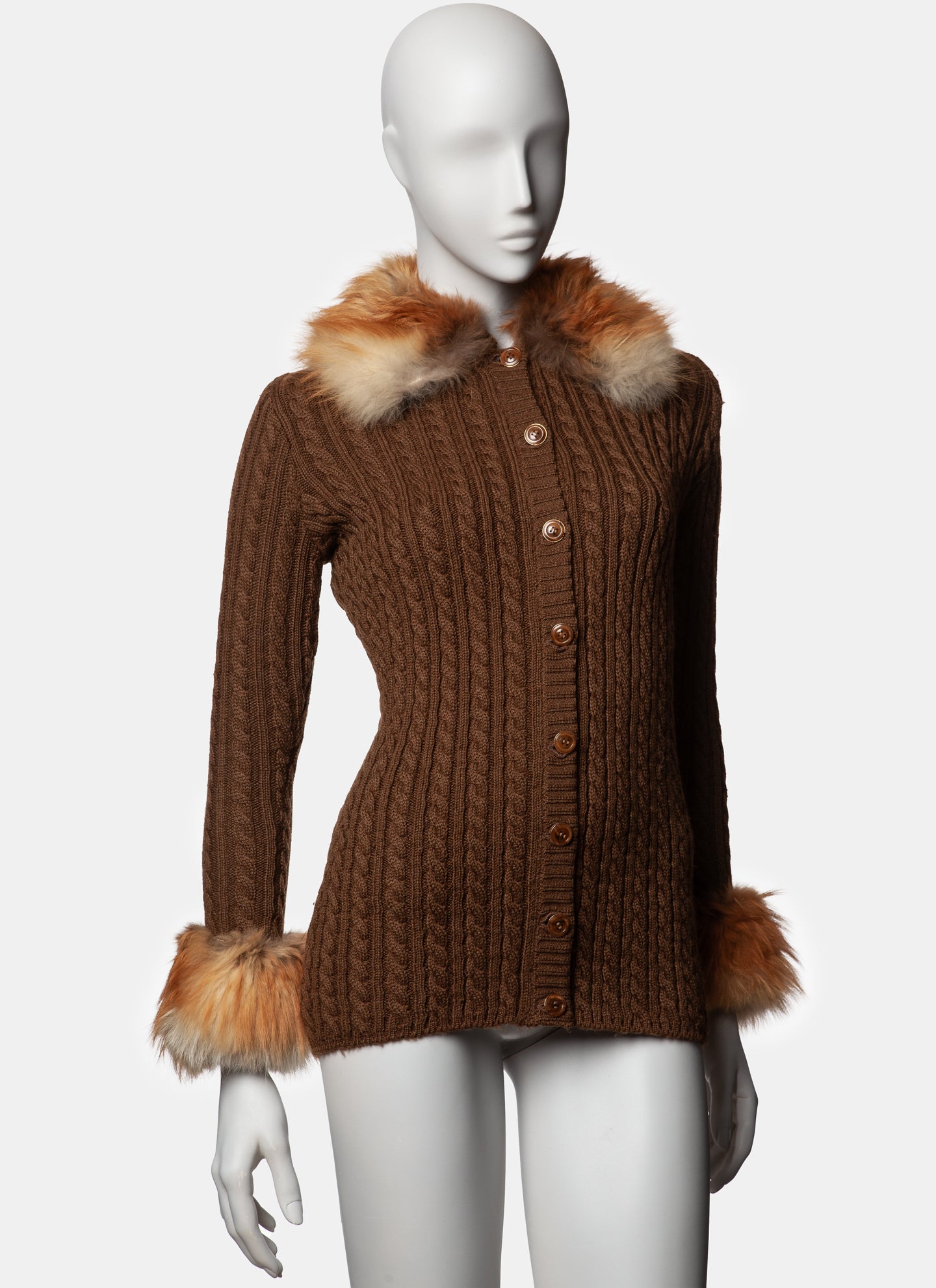 Yves Saint Laurent Rive Gauche Fox Trim Cardigan - A/W 1973