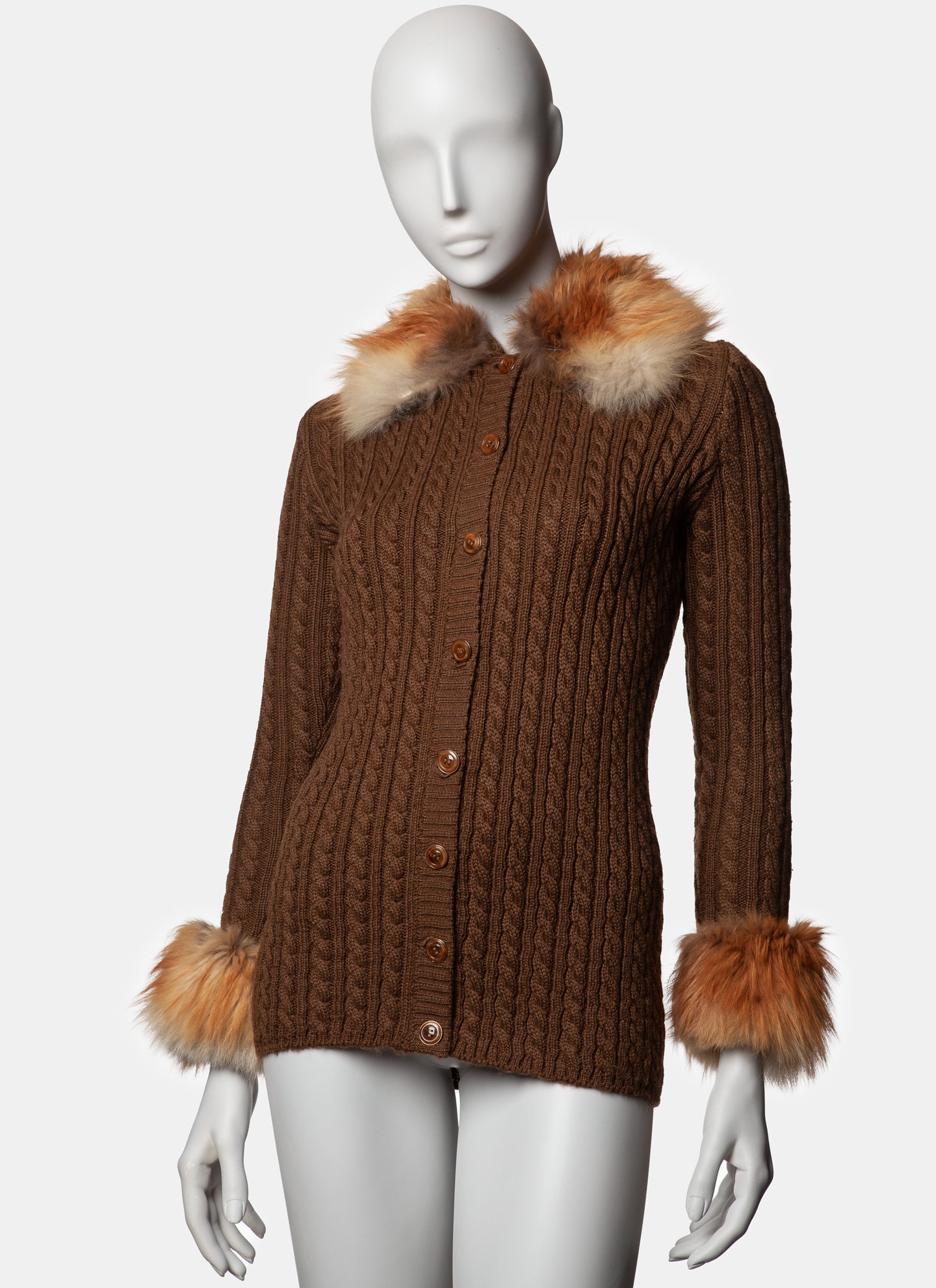 Yves Saint Laurent Rive Gauche Fox Trim Cardigan - A/W 1973