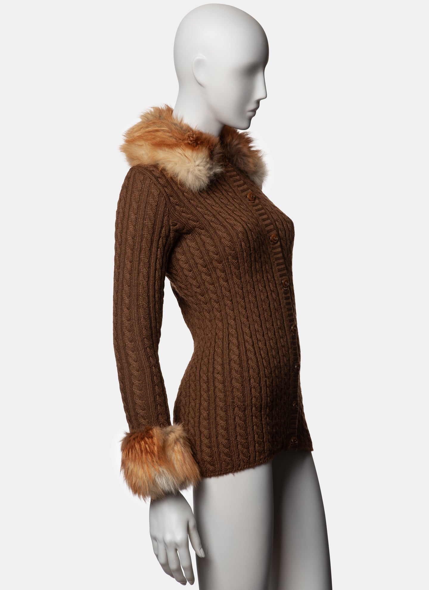 Yves Saint Laurent Rive Gauche Fox Trim Cardigan - A/W 1973