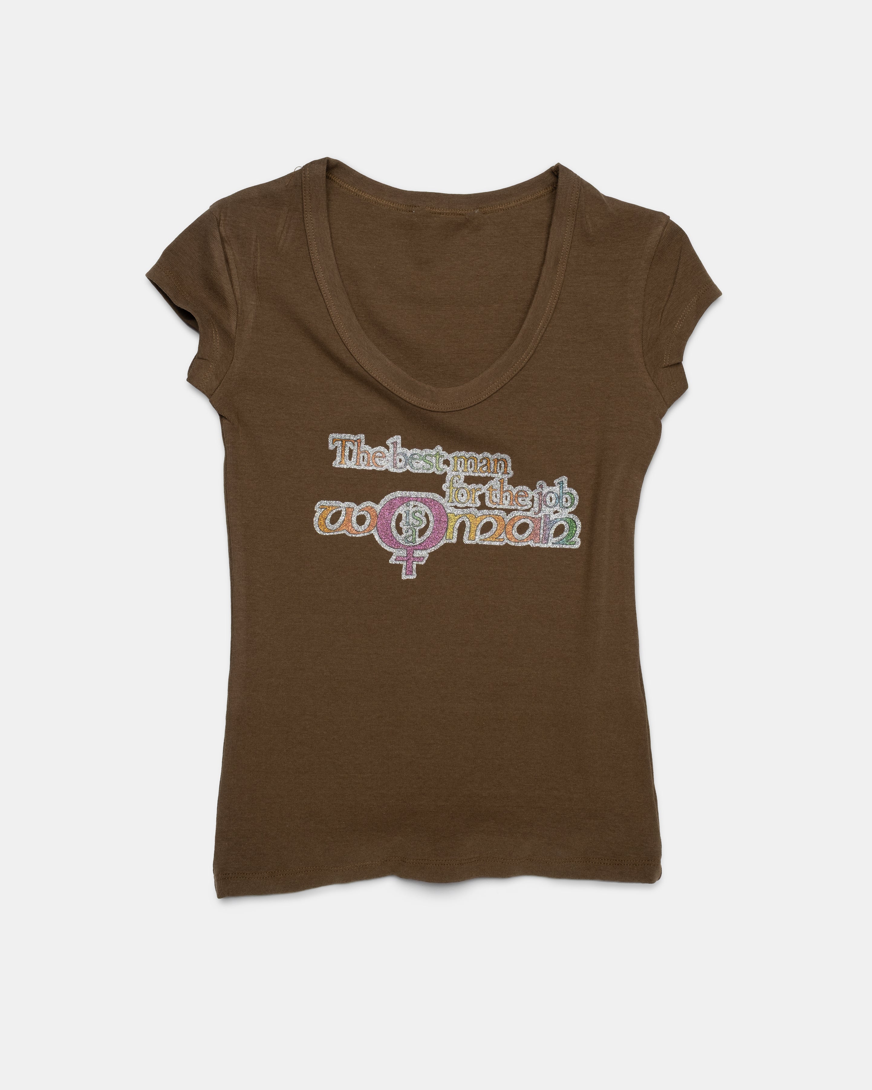 Vintage - 'The Best Man For The Job Is...' Rib Tee - S