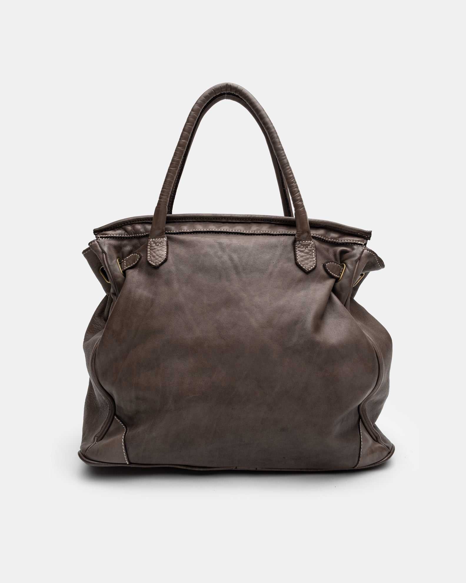 Washed Slouchy Calf Bag in Taupe