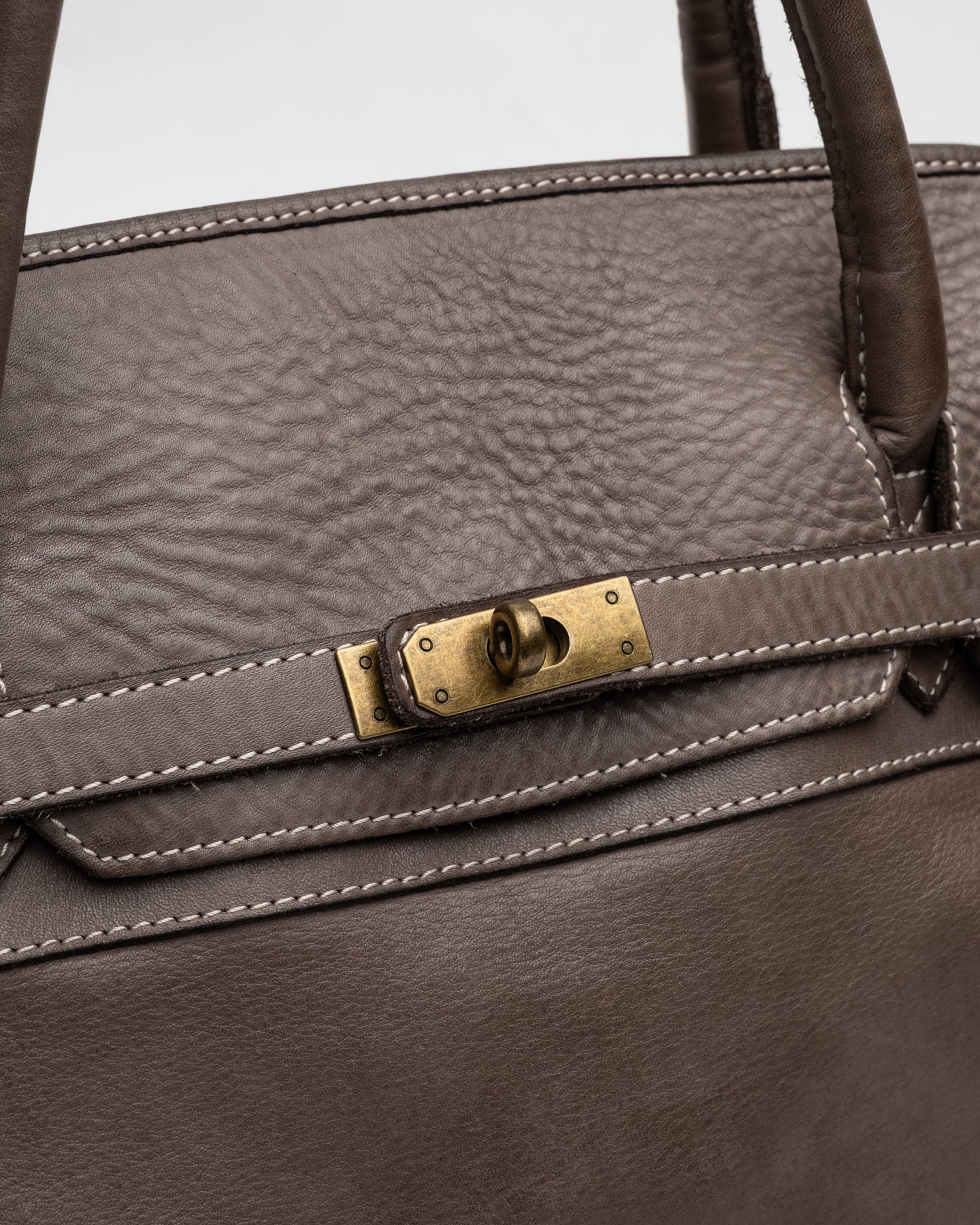 Washed Slouchy Calf Bag in Taupe