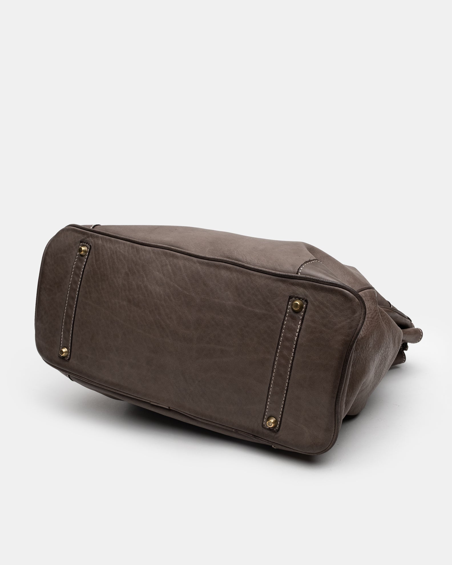 Washed Slouchy Calf Bag in Taupe