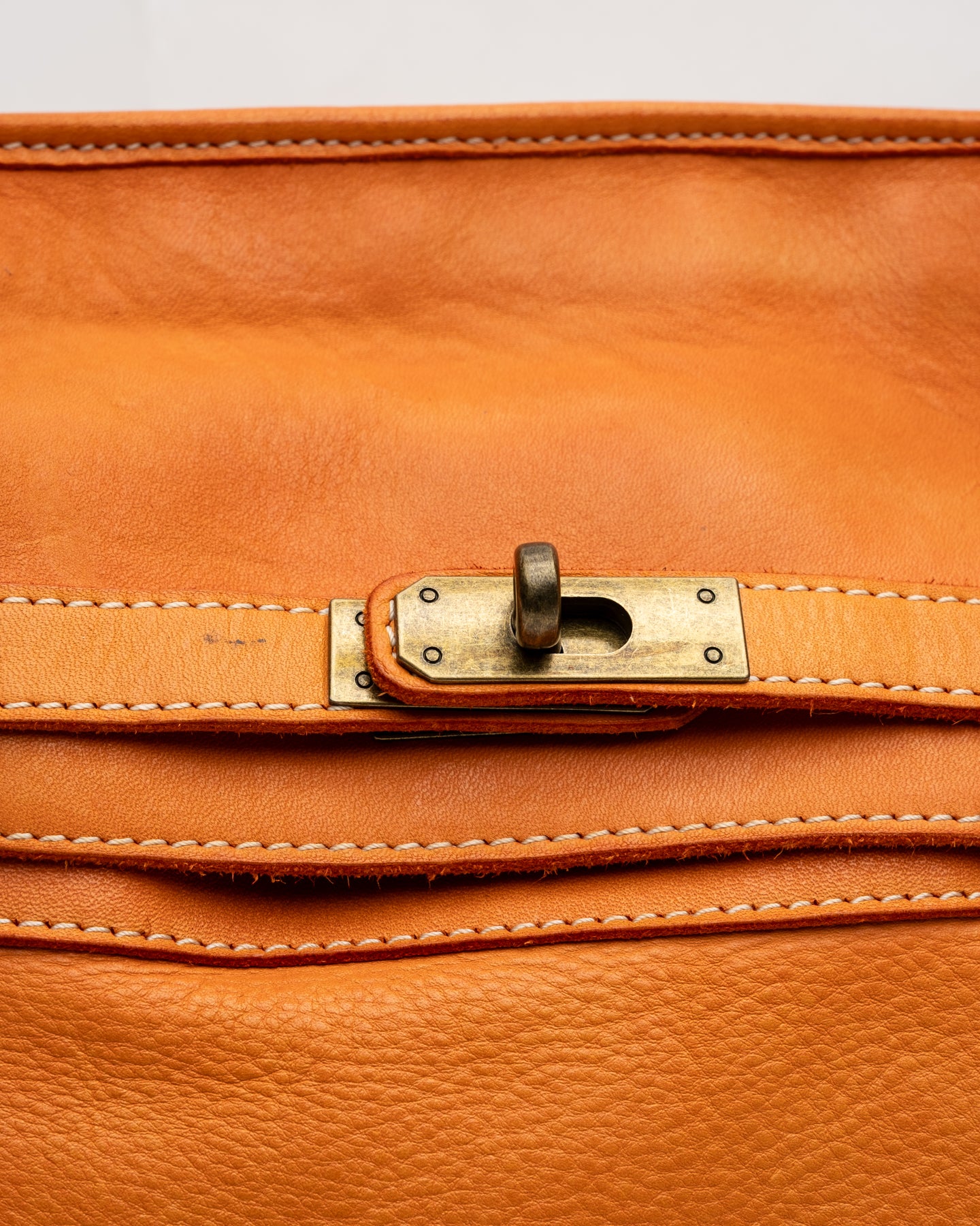 Washed Slouchy Calf Bag in Tangerine