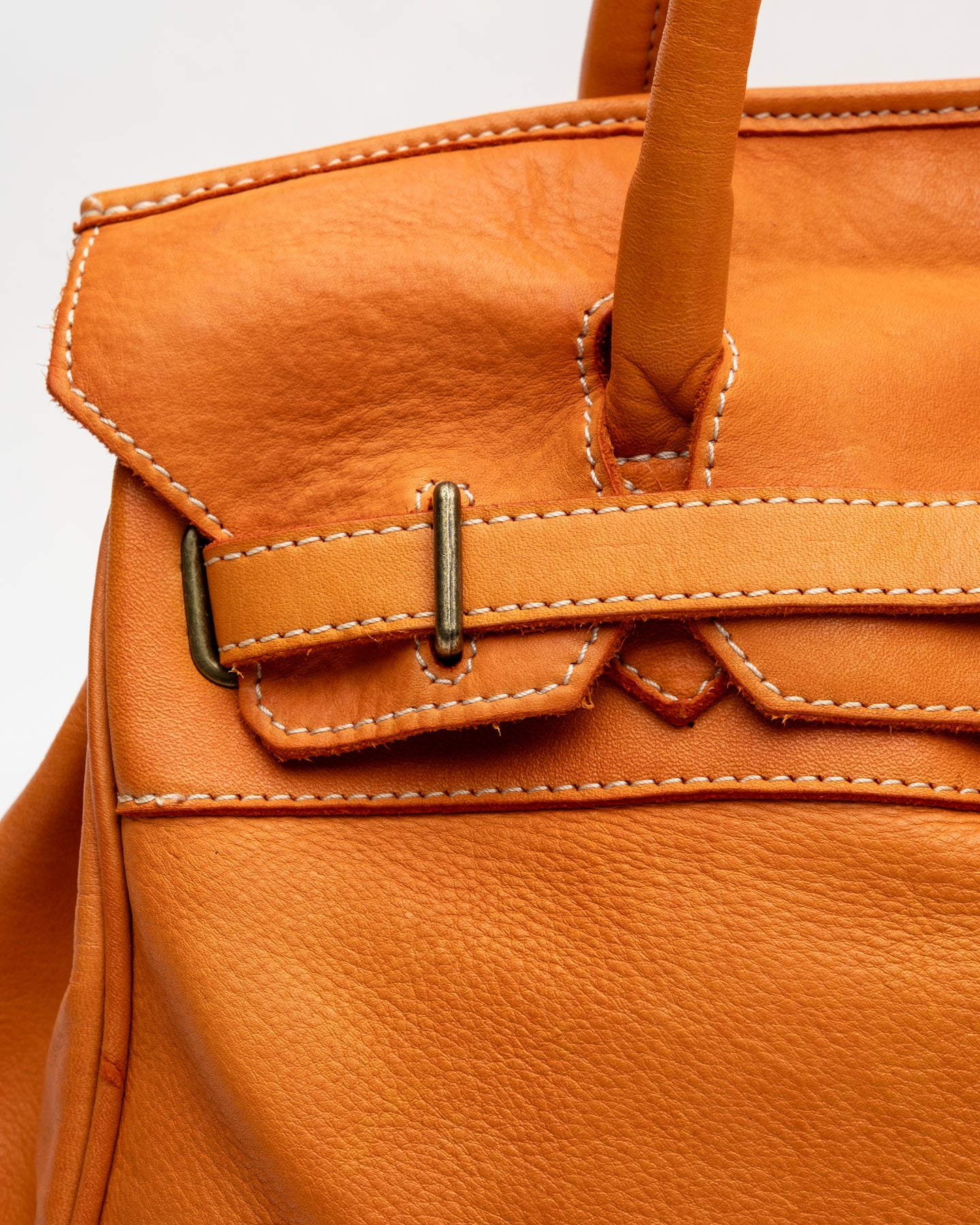 Washed Slouchy Calf Bag in Tangerine