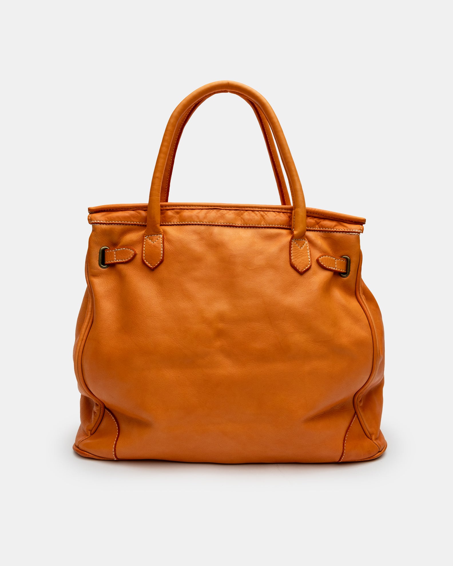 Washed Slouchy Calf Bag in Tangerine