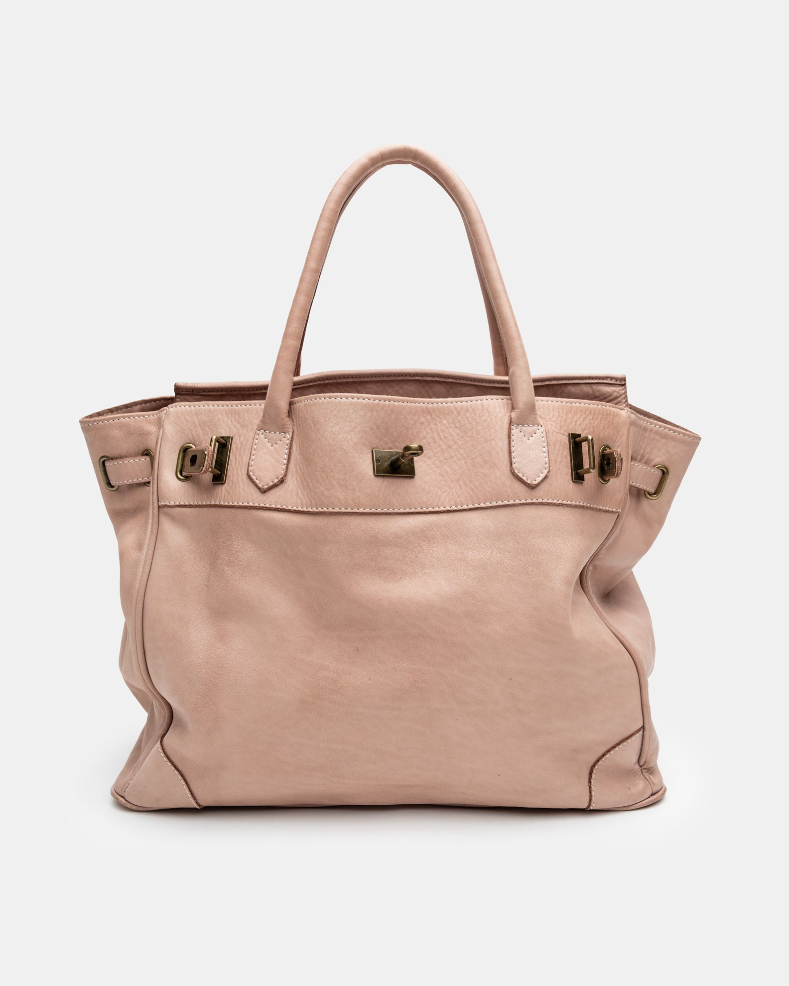Washed Slouchy Calf Bag in Dusty Pink