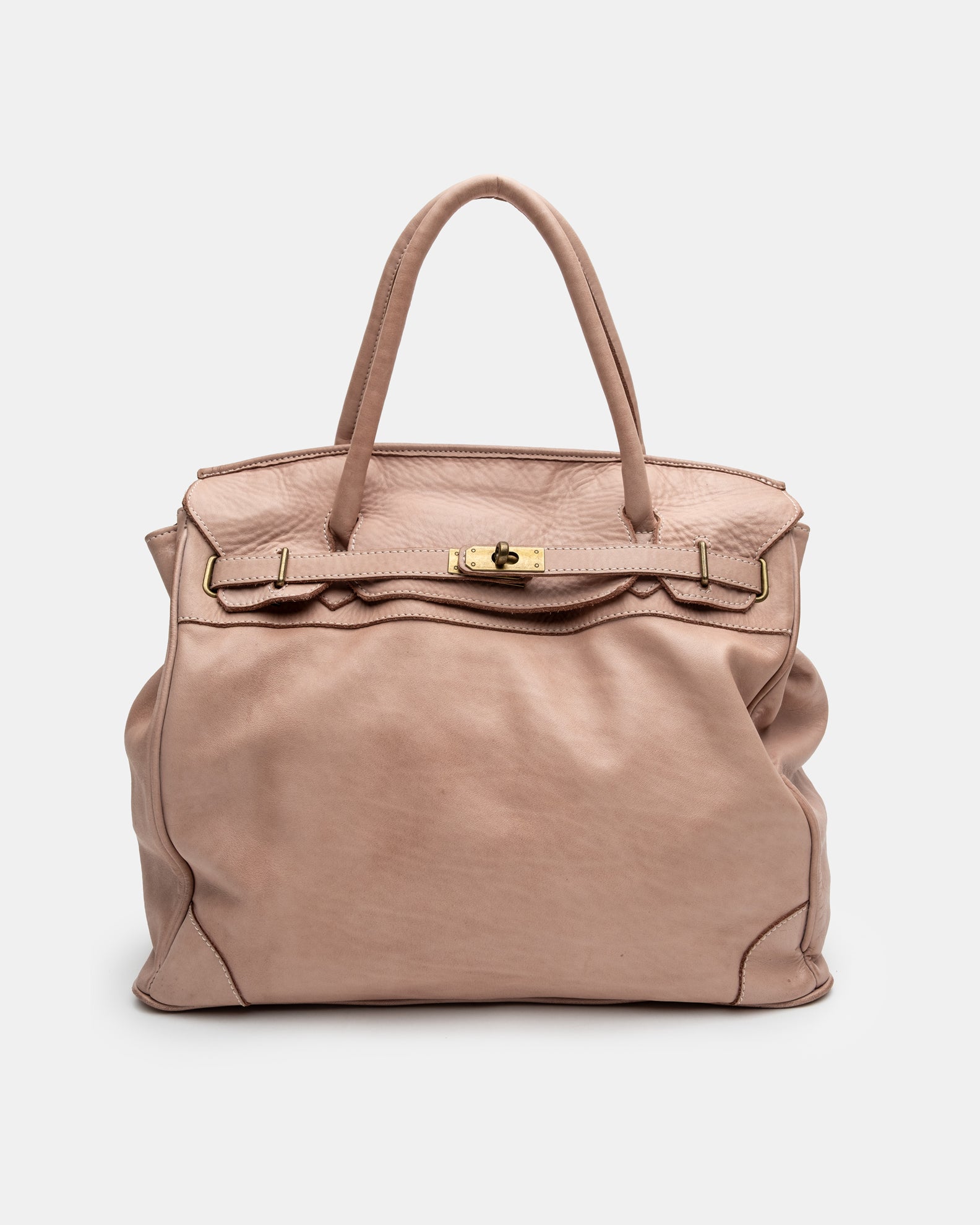 Washed Slouchy Calf Bag in Dusty Pink