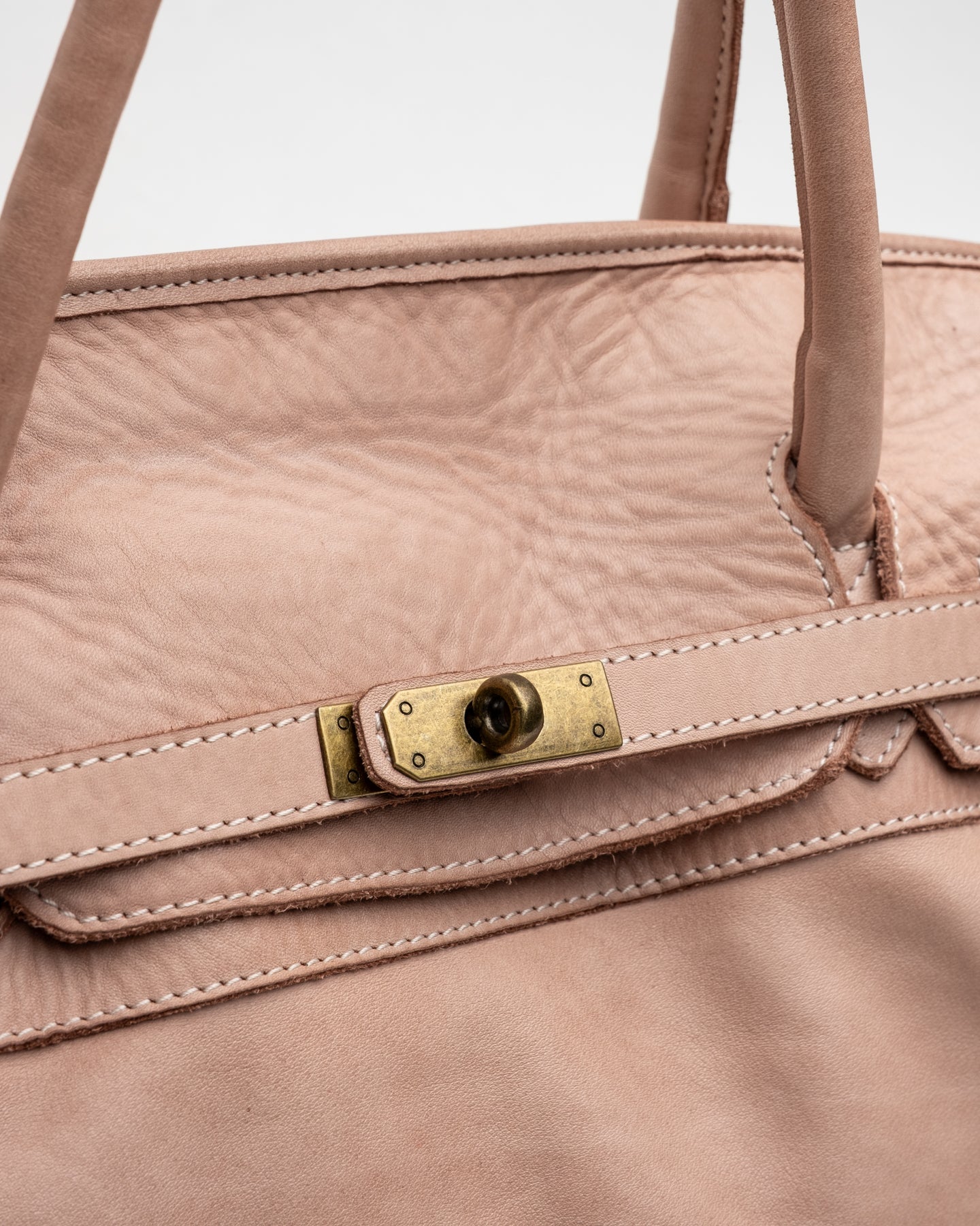 Washed Slouchy Calf Bag in Dusty Pink