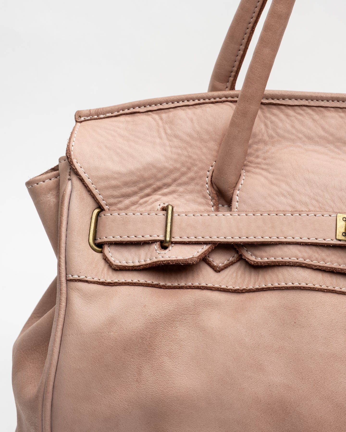 Washed Slouchy Calf Bag in Dusty Pink