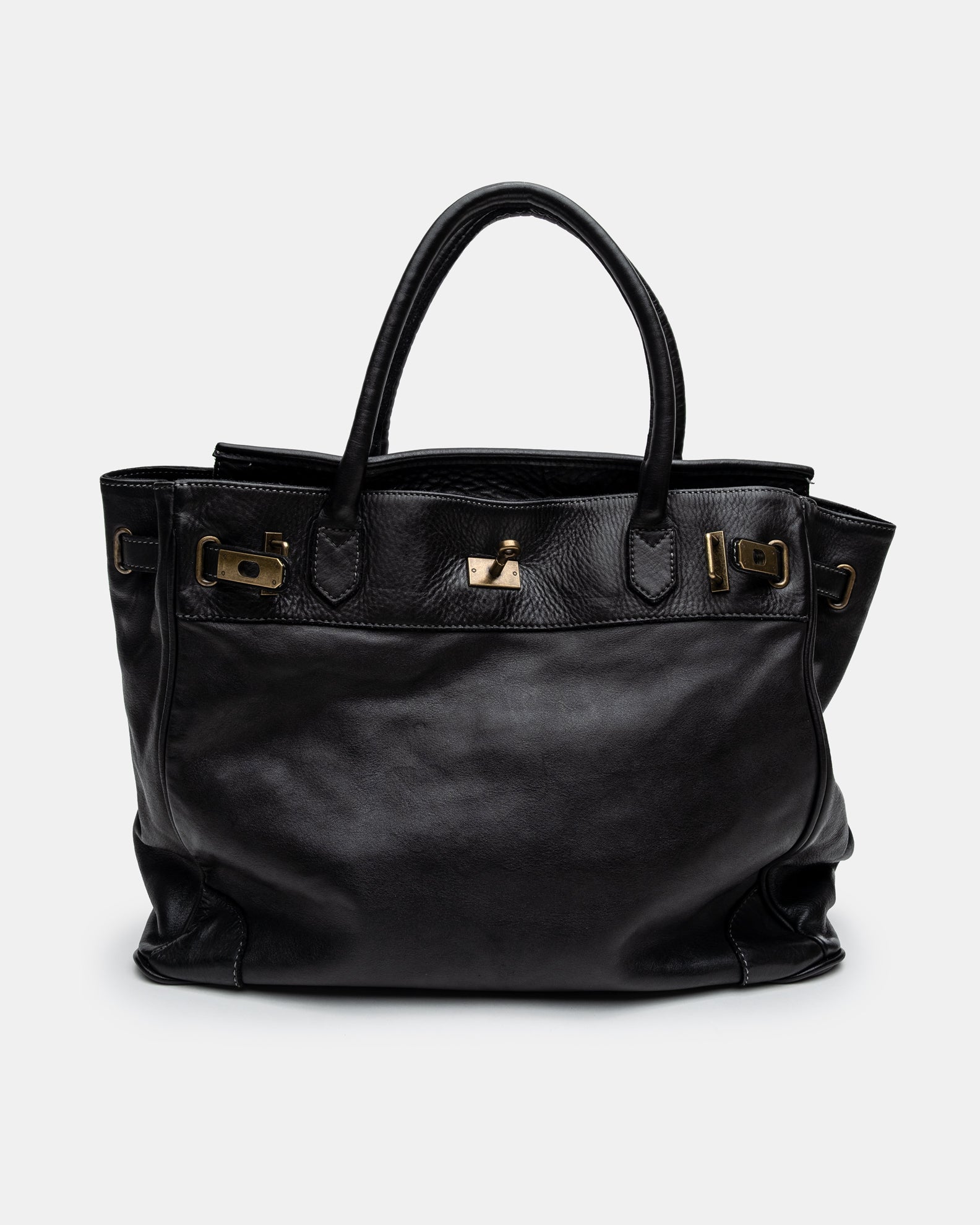 Washed Slouchy Calf Bag in Black