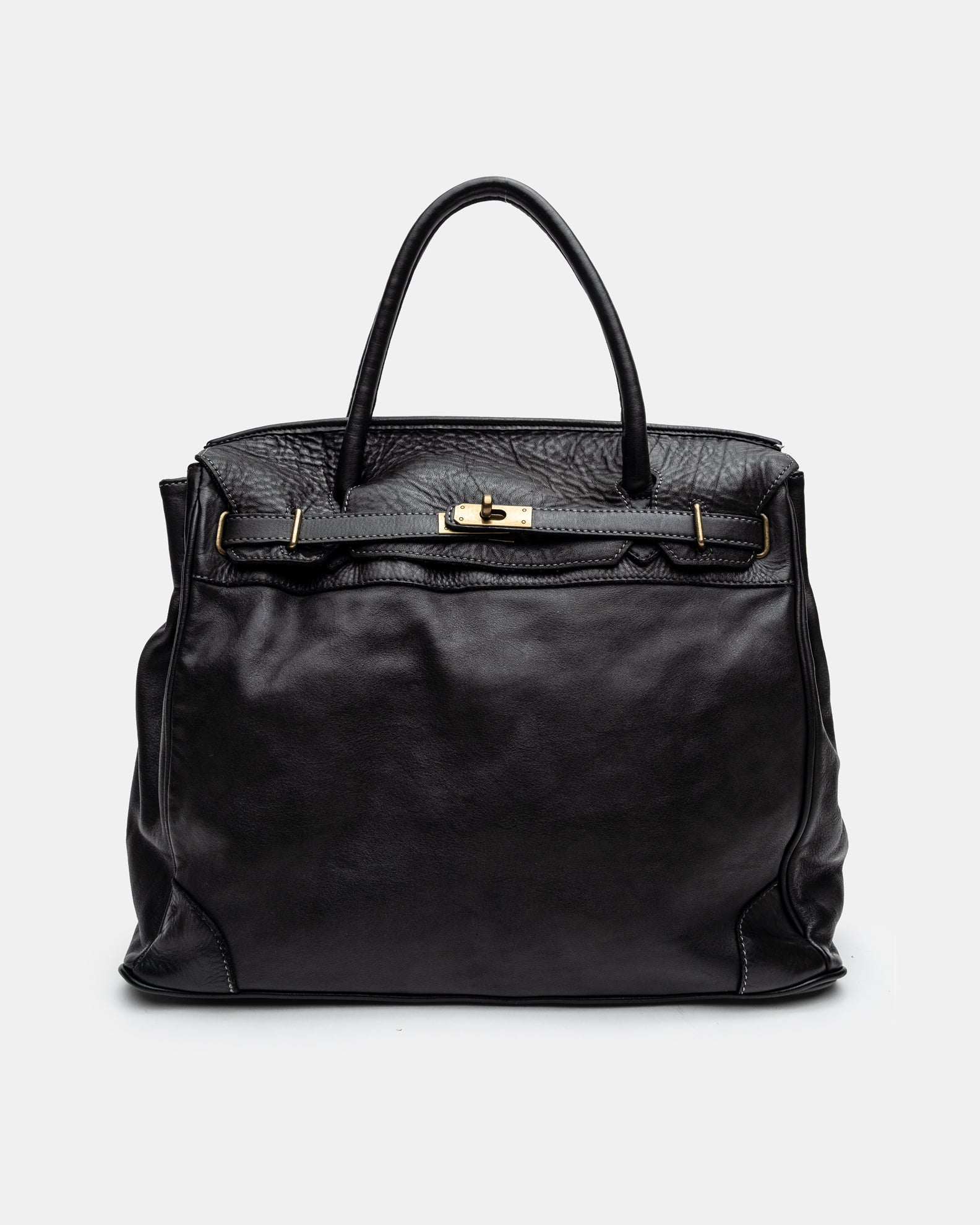 Washed Slouchy Calf Bag in Black