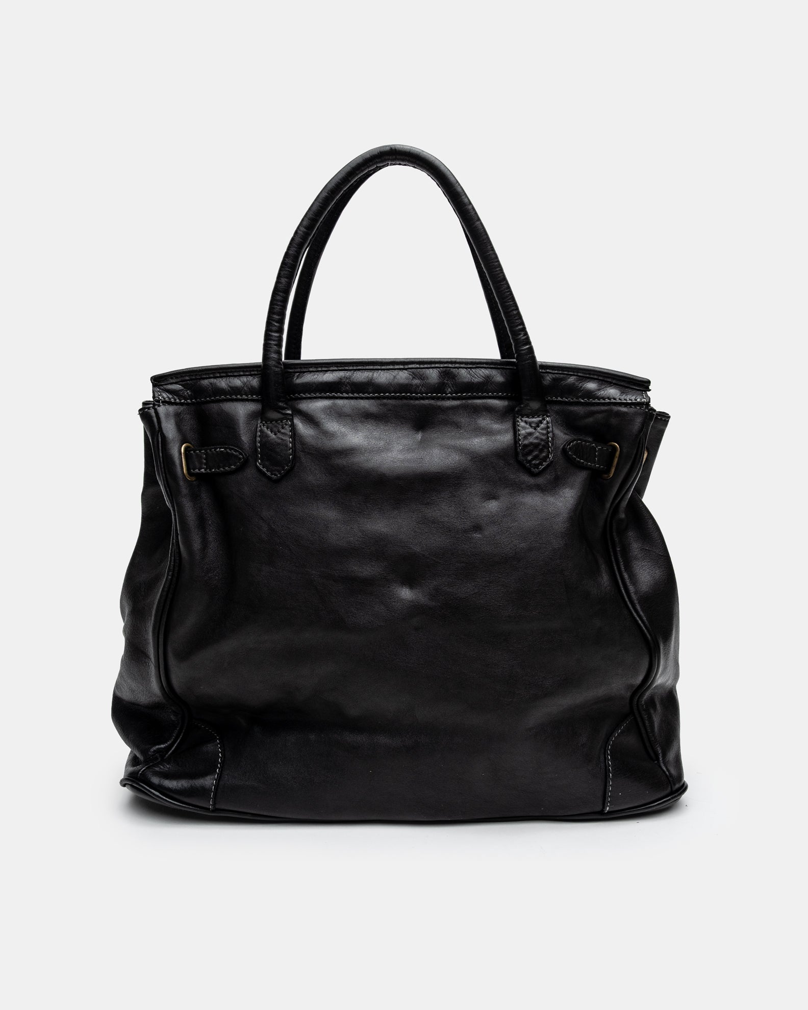 Washed Slouchy Calf Bag in Black
