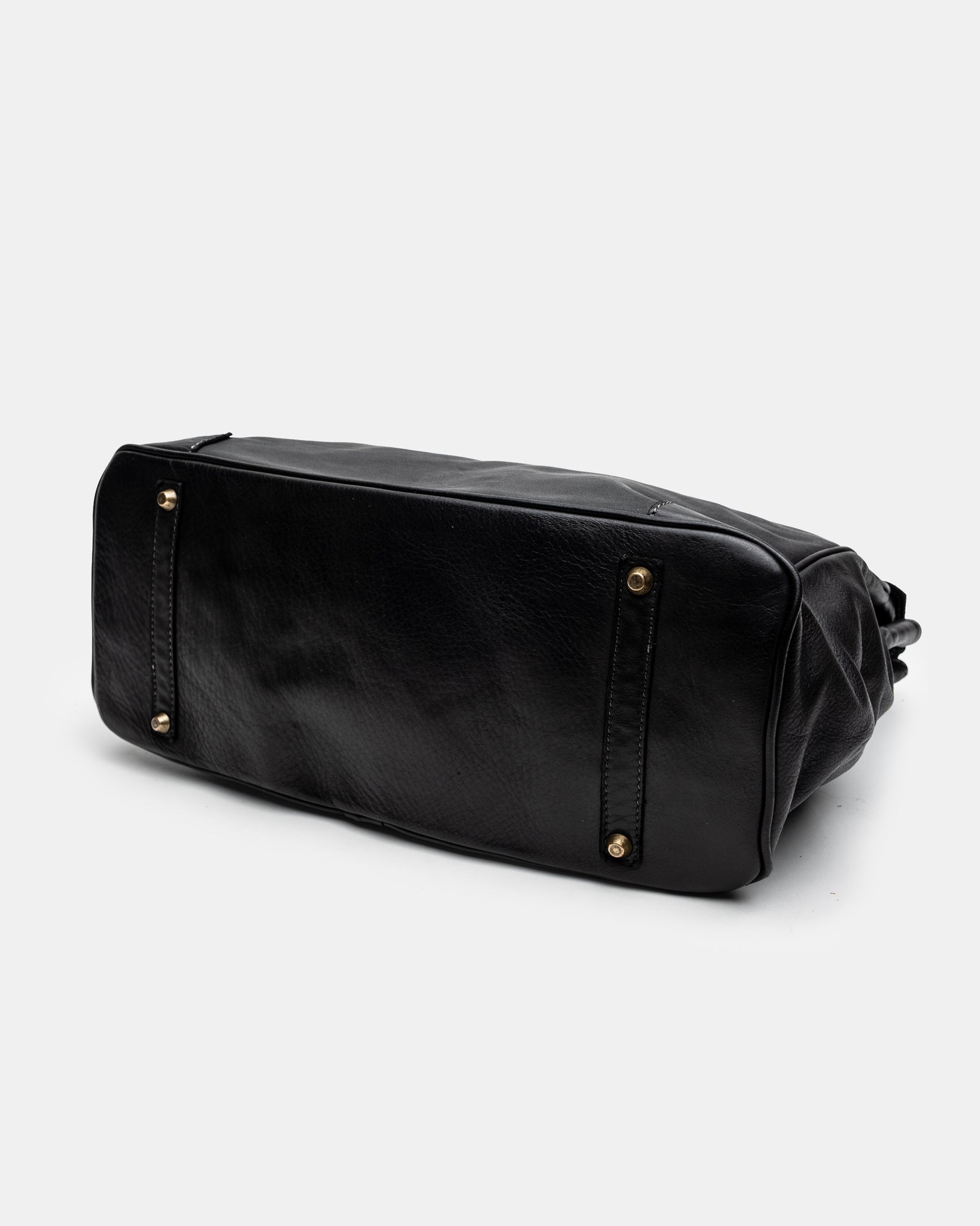 Washed Slouchy Calf Bag in Black