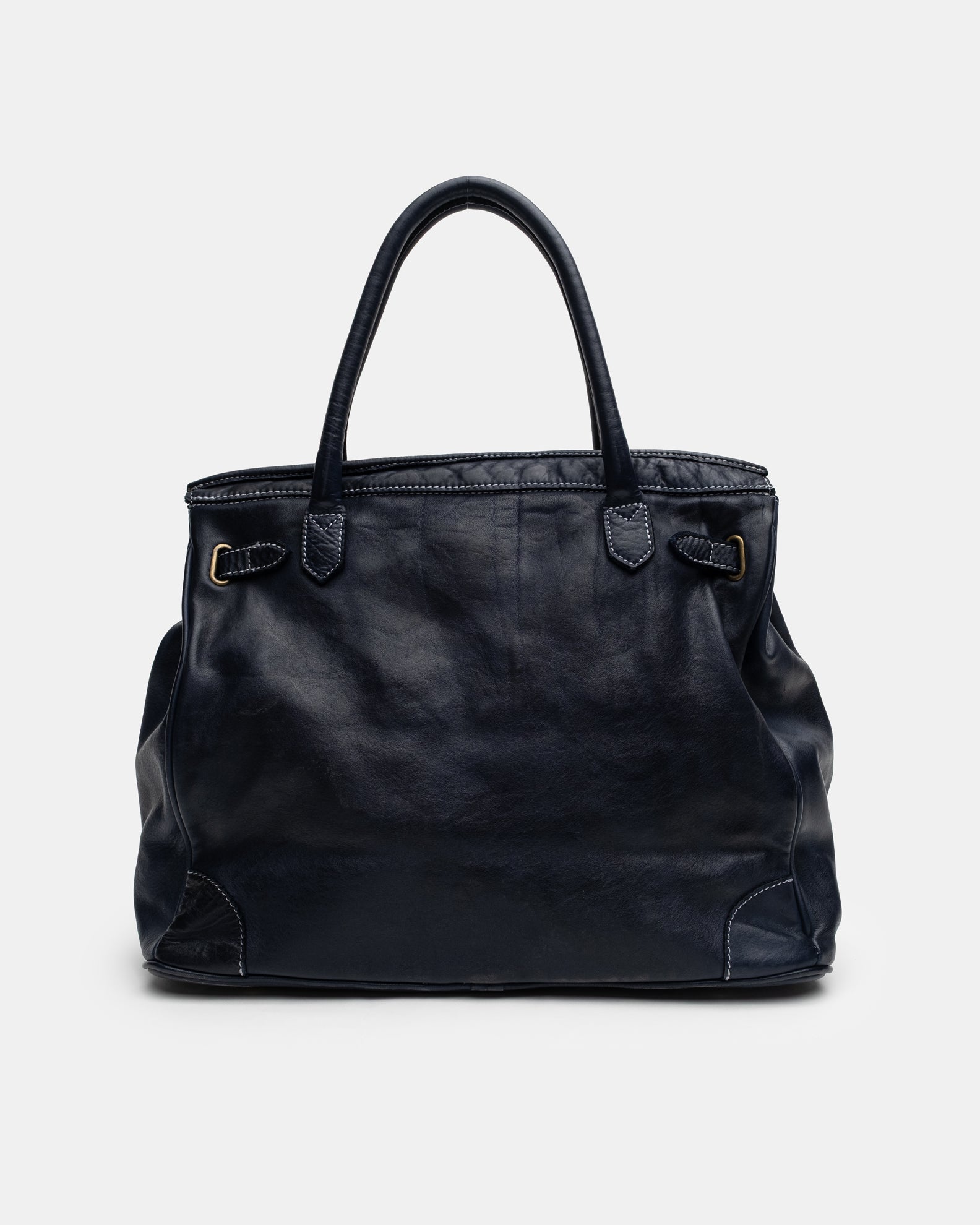Patched Slouchy Calf Leather Shoulder Bag