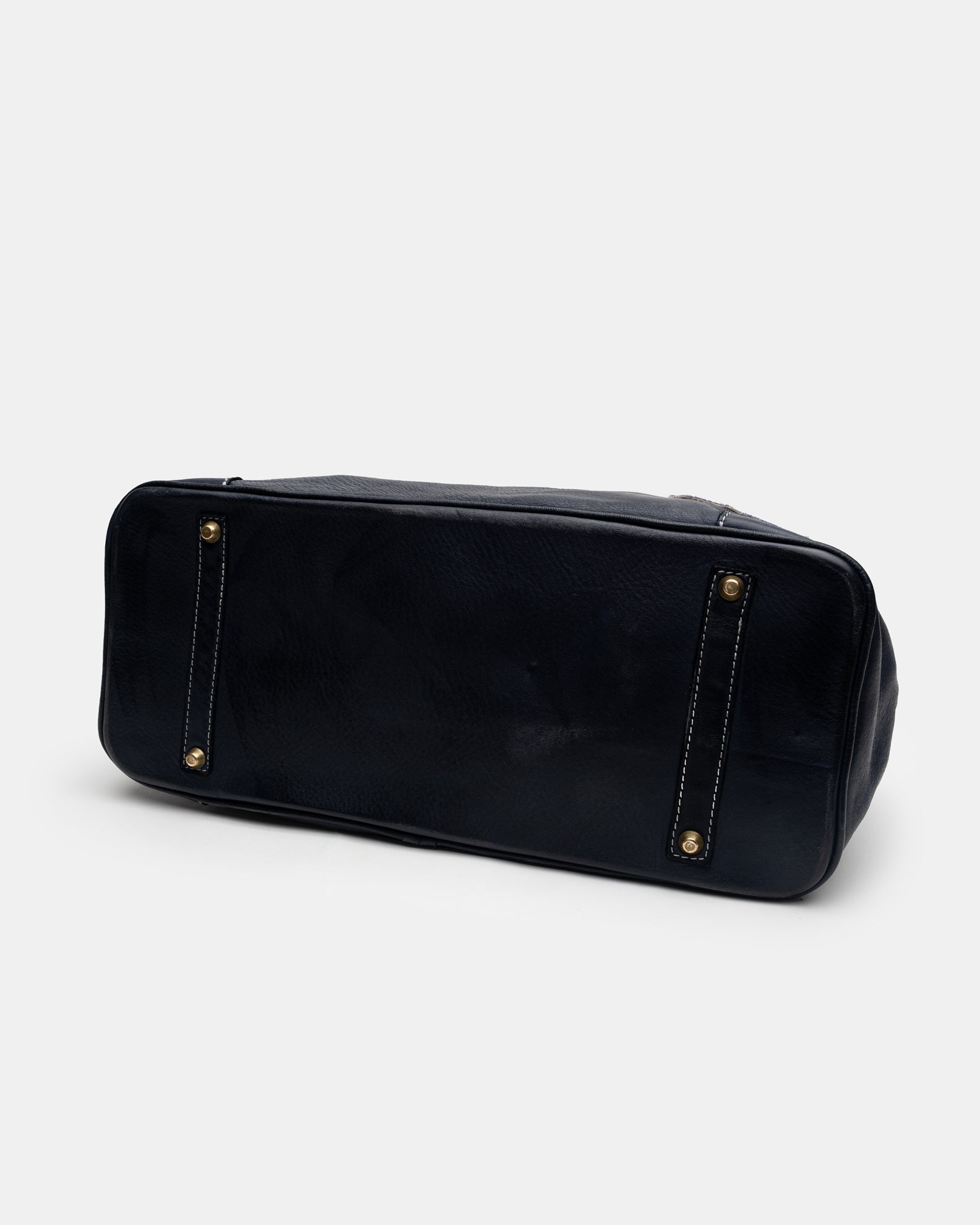 Patched Slouchy Calf Leather Shoulder Bag