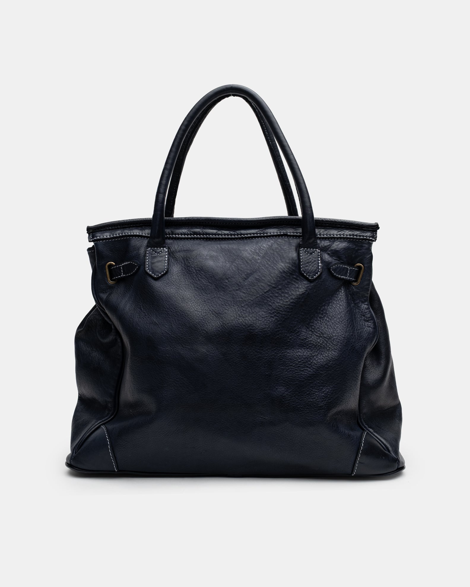 Patched Slouchy Calf Leather Shoulder Bag