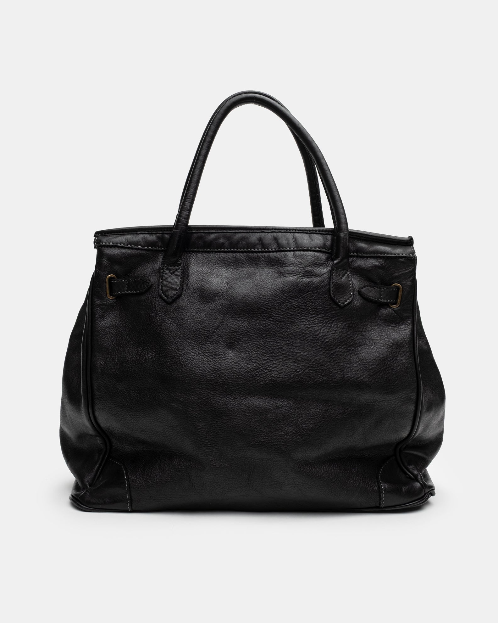 Patched Slouchy Calf Leather Shoulder Bag