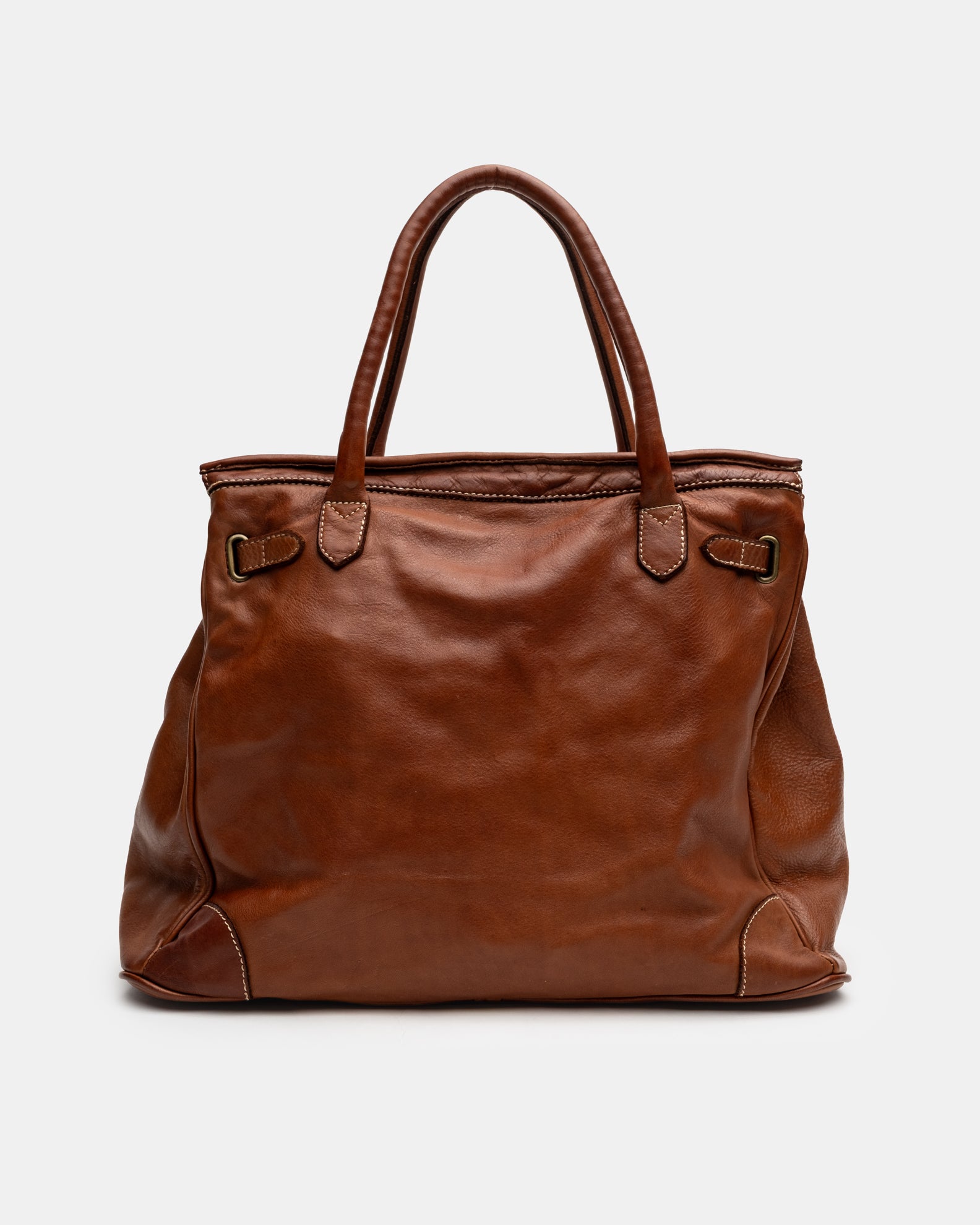 Patched Slouchy Calf Leather Shoulder Bag