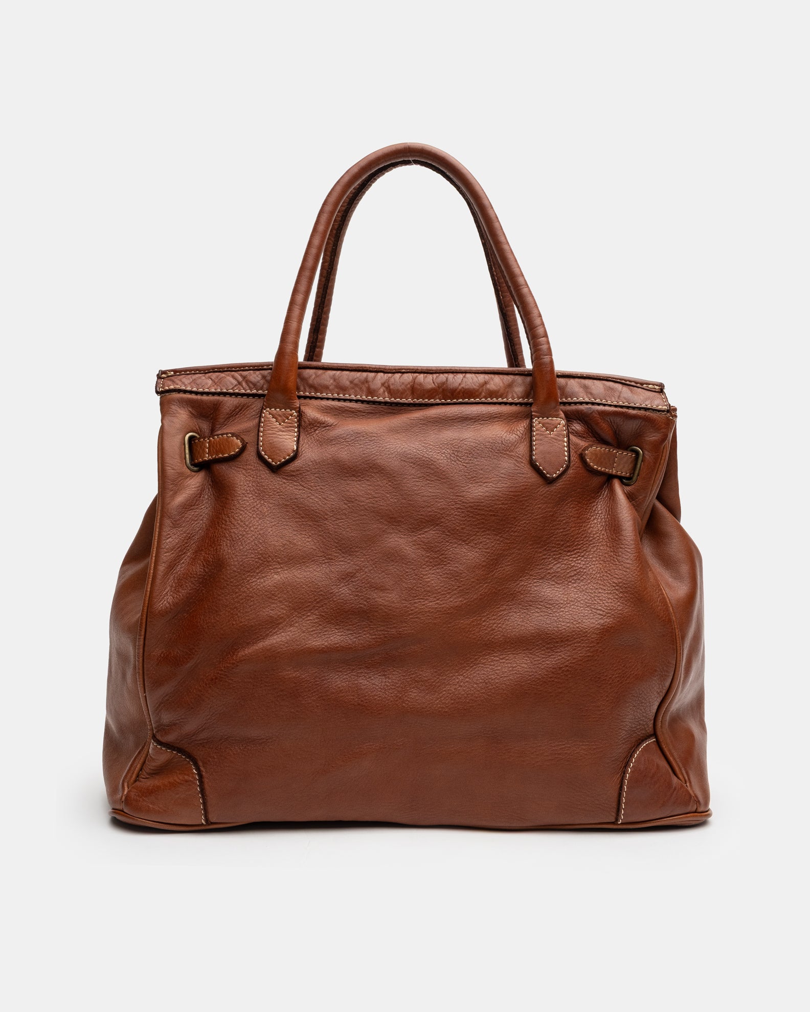 Patched Slouchy Calf Leather Shoulder Bag