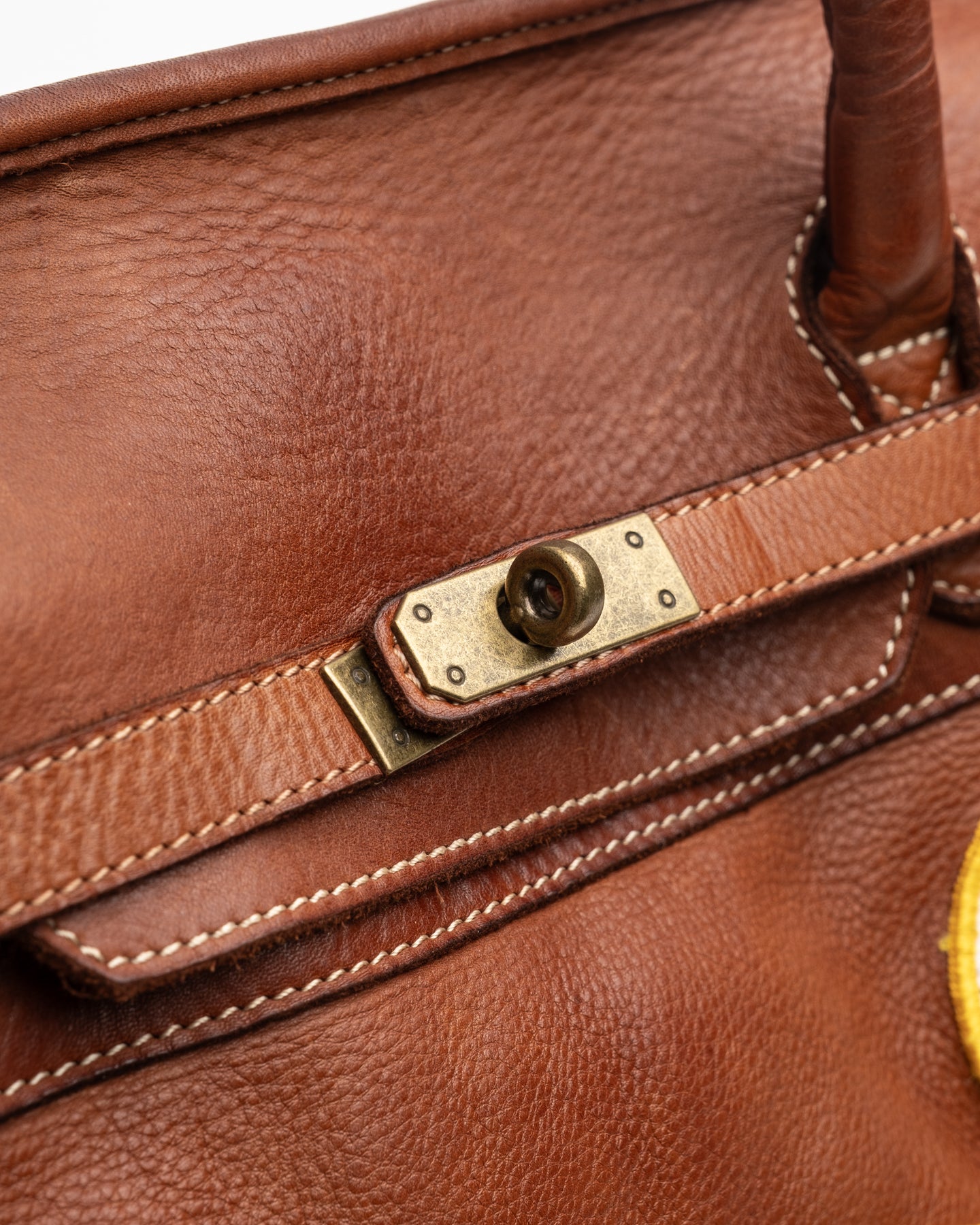 Patched Slouchy Calf Leather Shoulder Bag