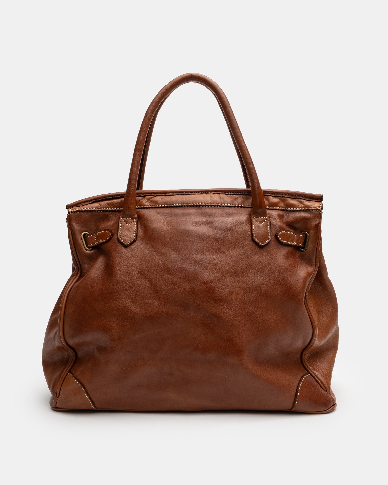 Patched Slouchy Calf Leather Shoulder Bag