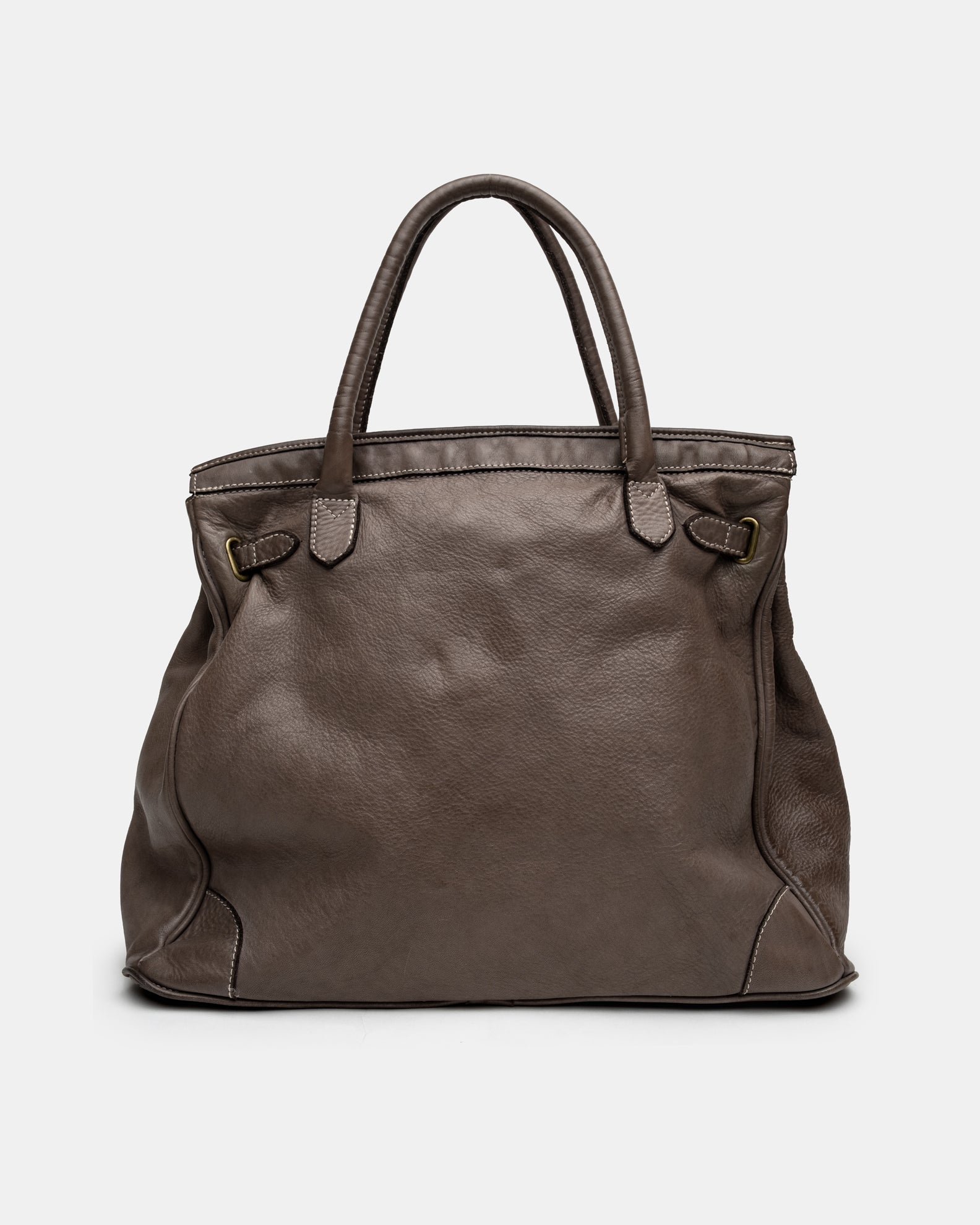Patched Slouchy Calf Leather Shoulder Bag