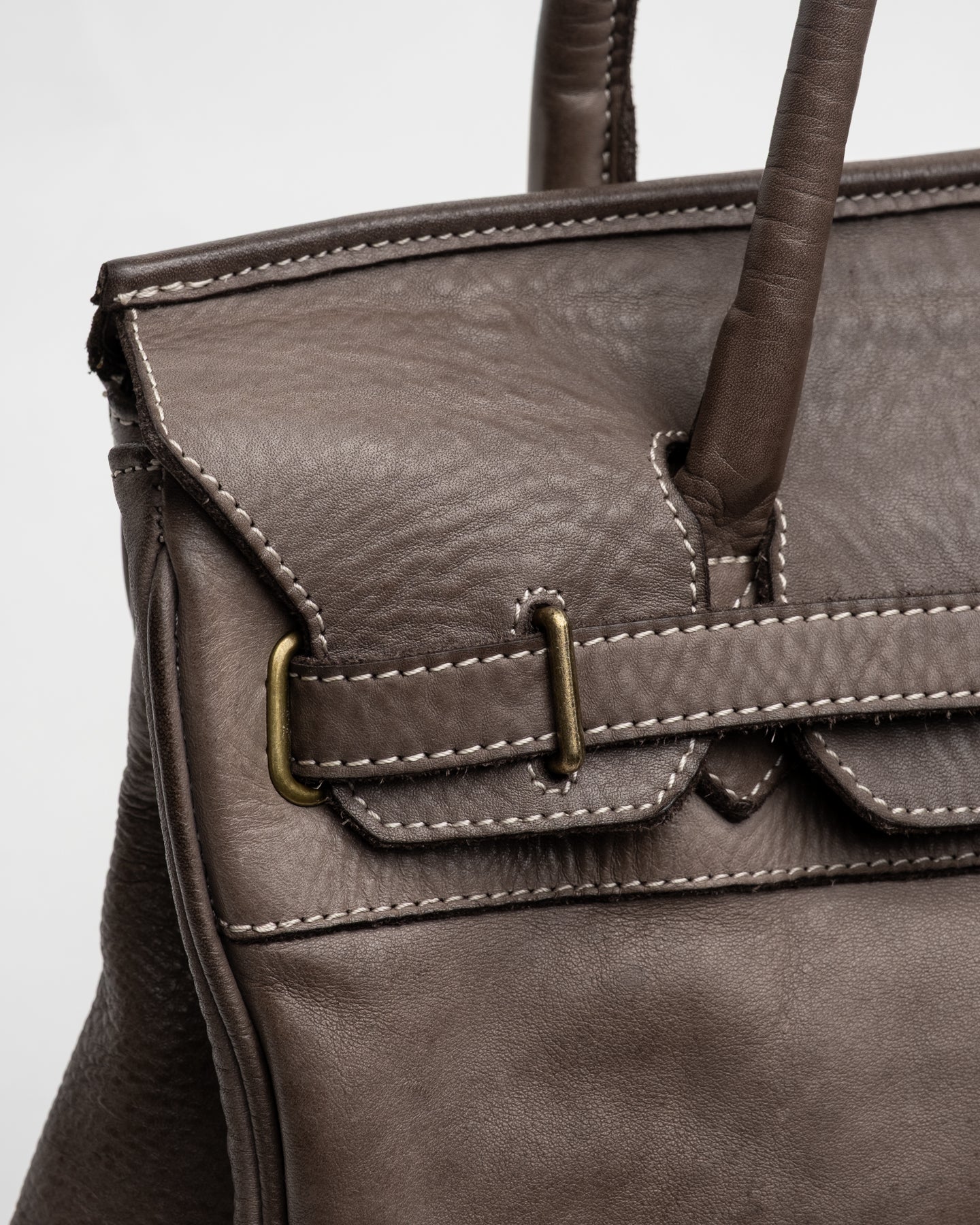 Patched Slouchy Calf Leather Shoulder Bag