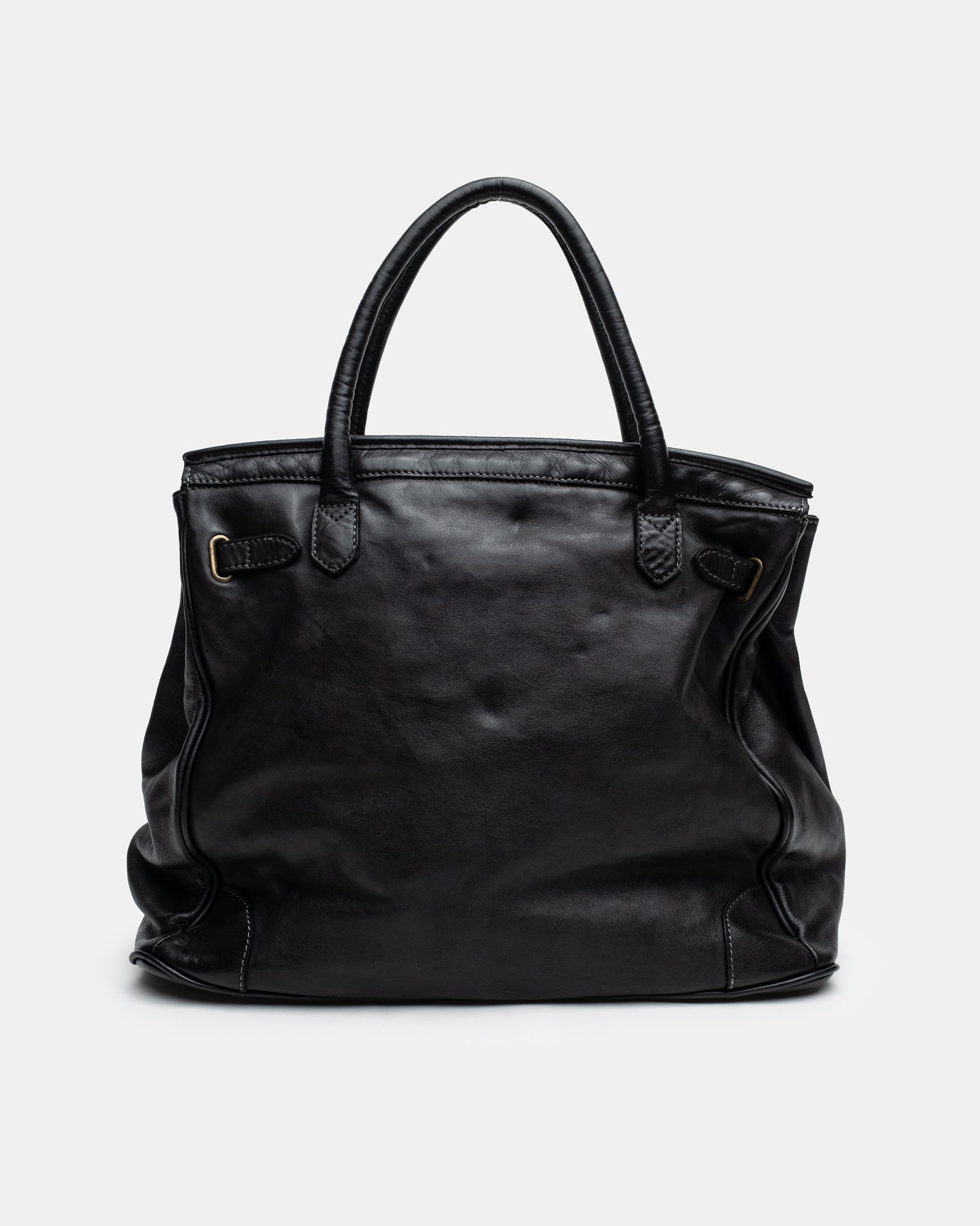 Patched Slouchy Calf Leather Shoulder Bag