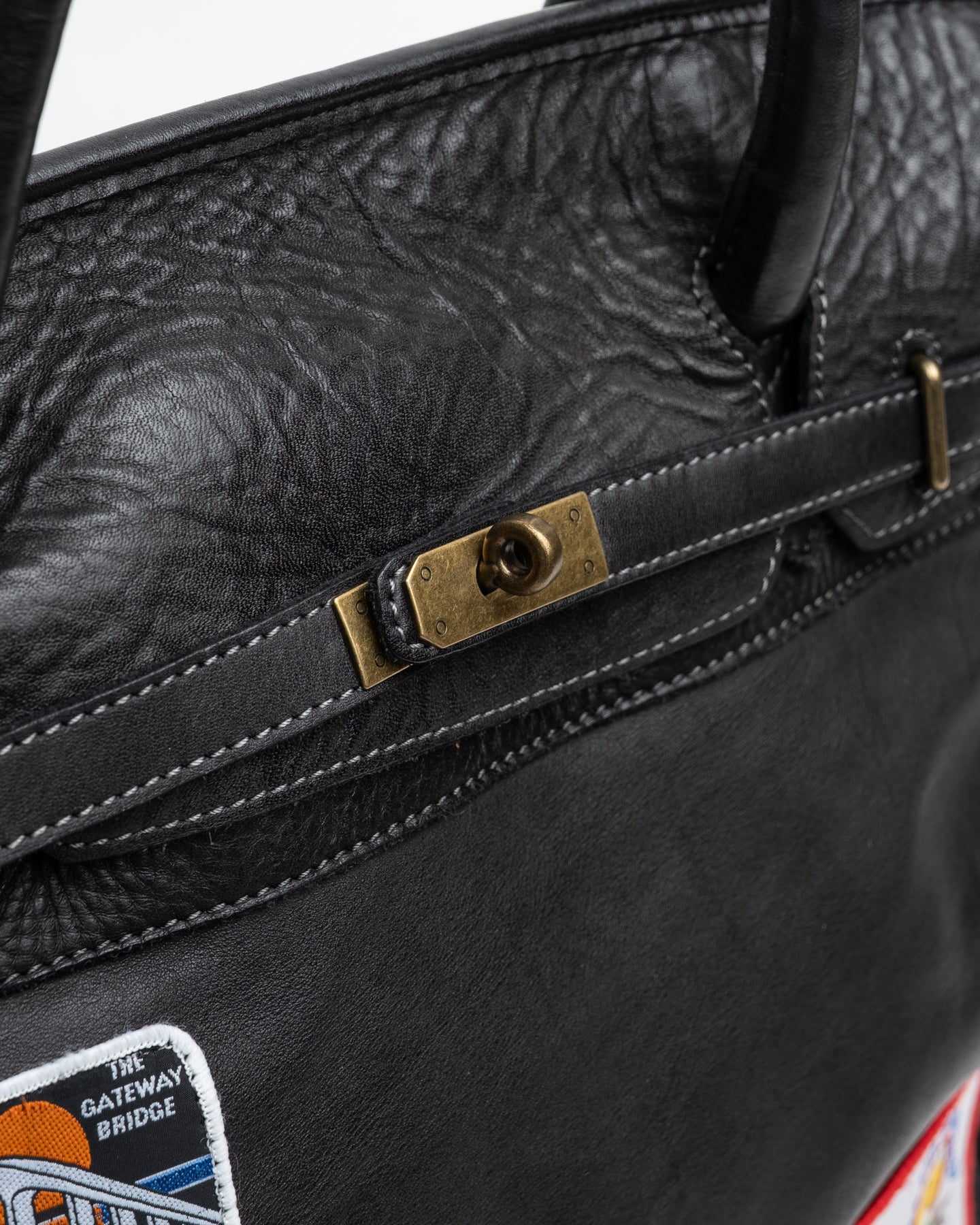 Patched Slouchy Calf Leather Shoulder Bag