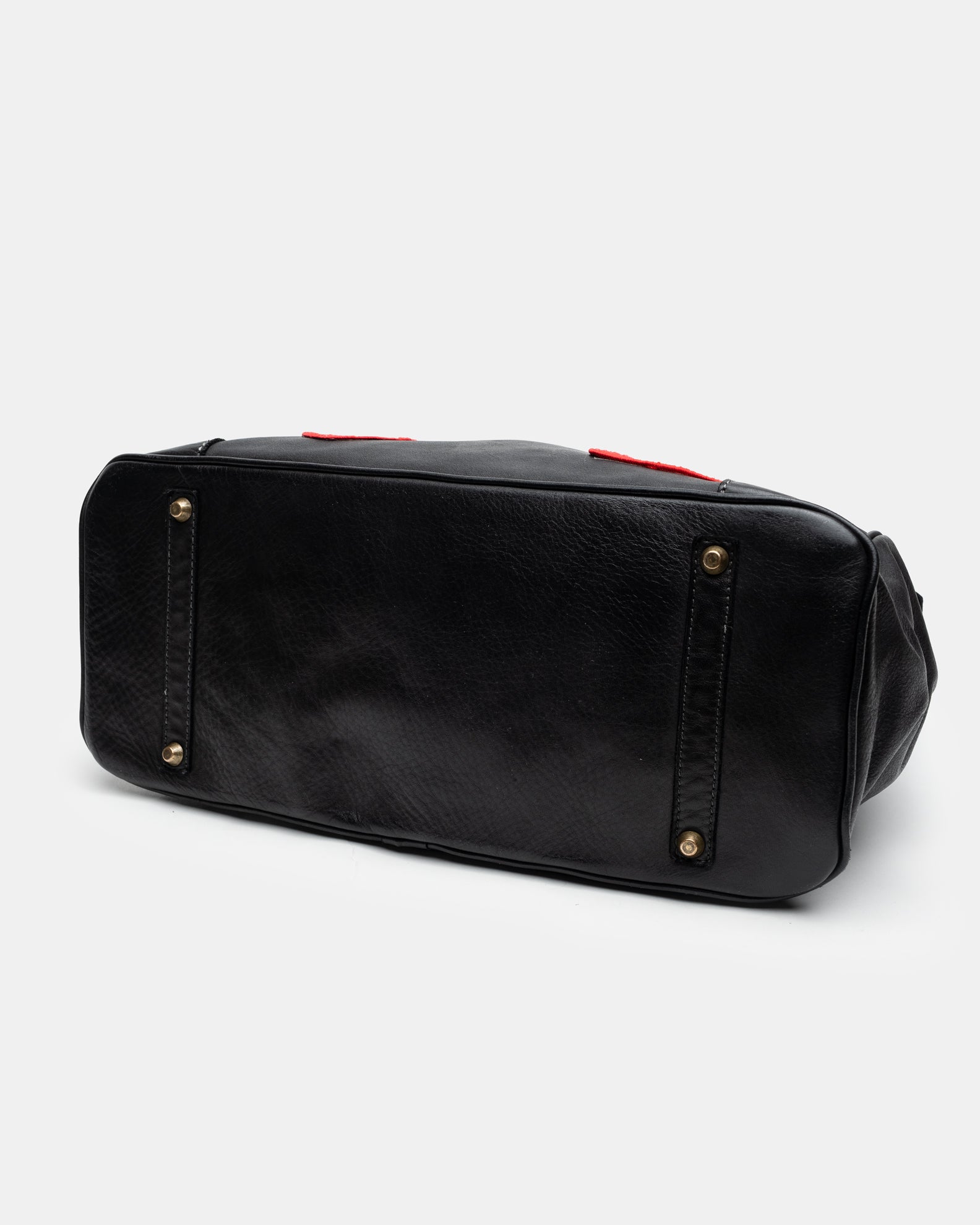 Patched Slouchy Calf Leather Shoulder Bag