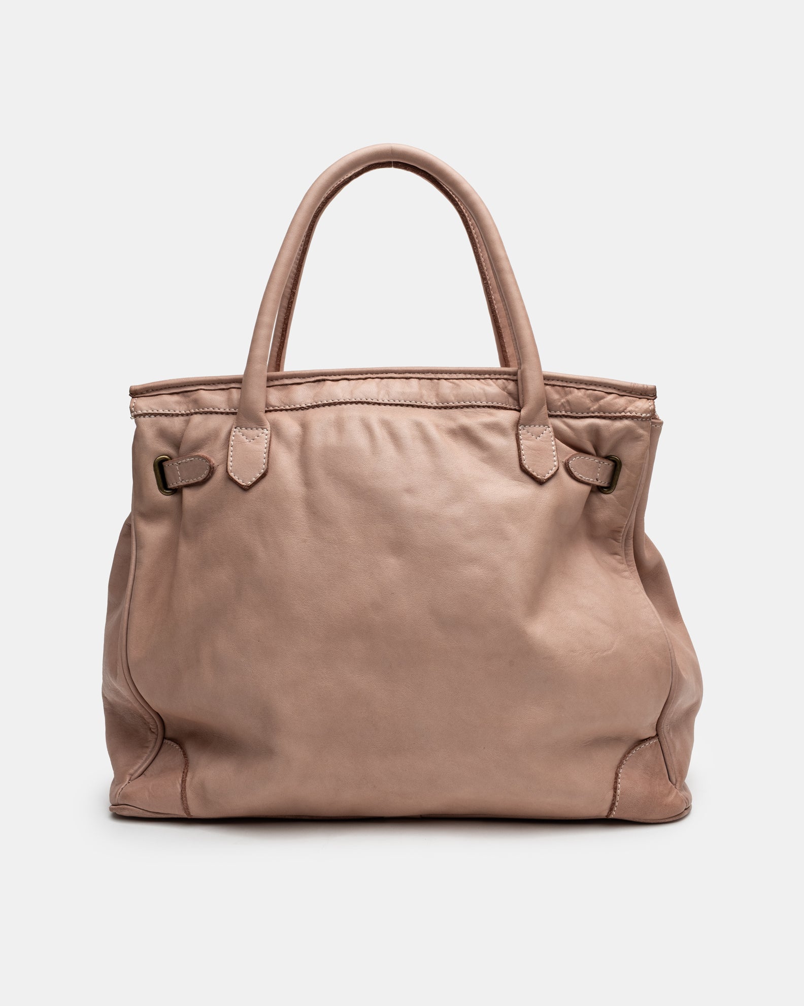Patched Slouchy Calf Leather Shoulder Bag