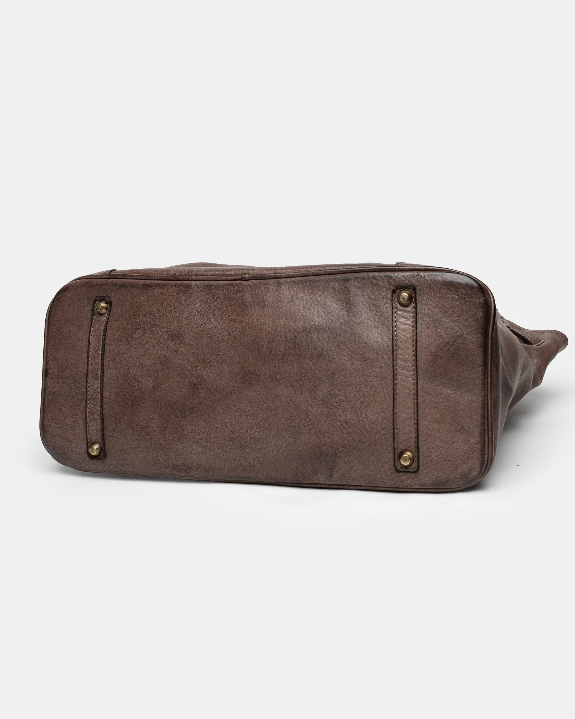 Artisanal Washed Calf Patched Shoulder Bag