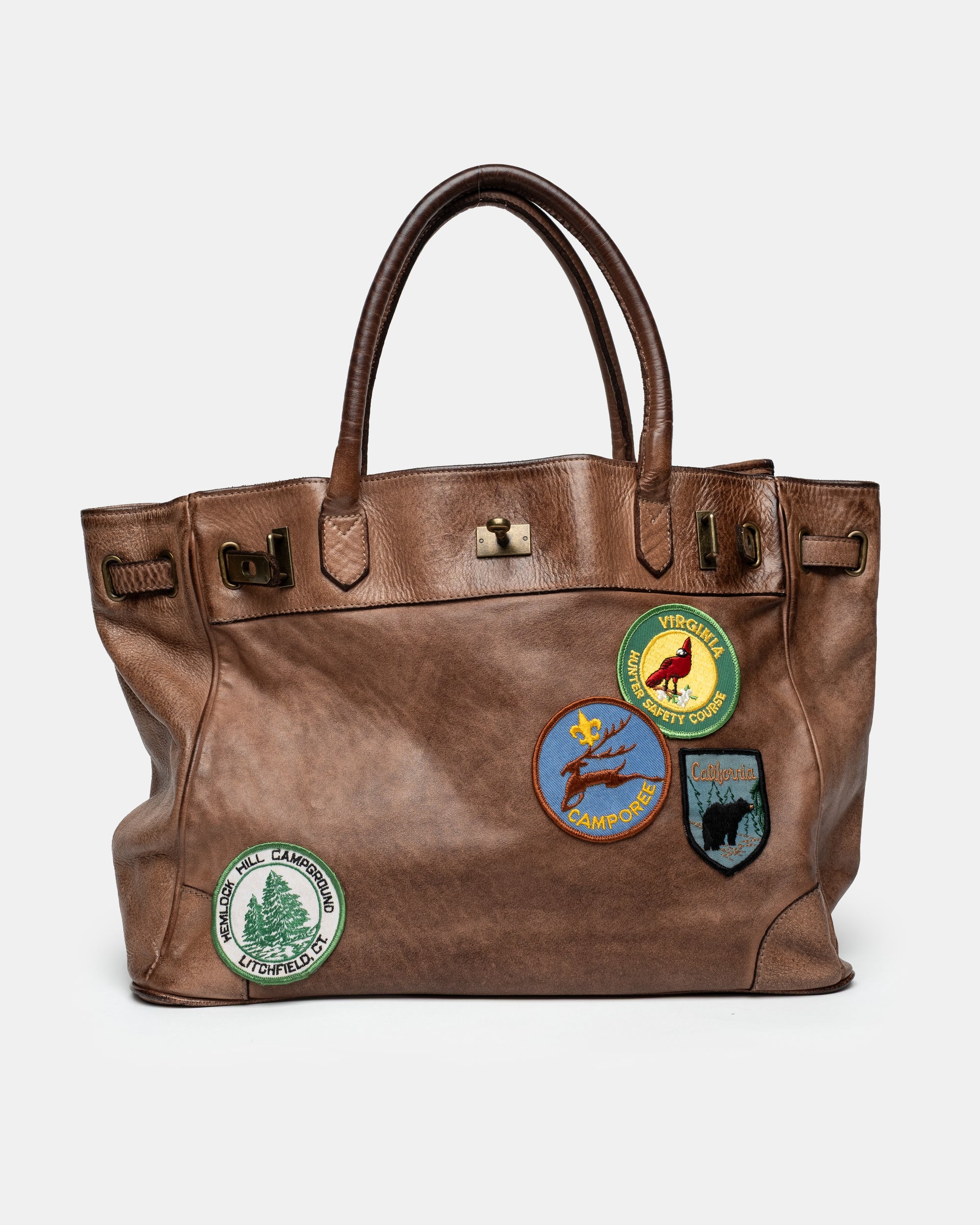 Artisanal Patched Washed Calf Shoulder Bag