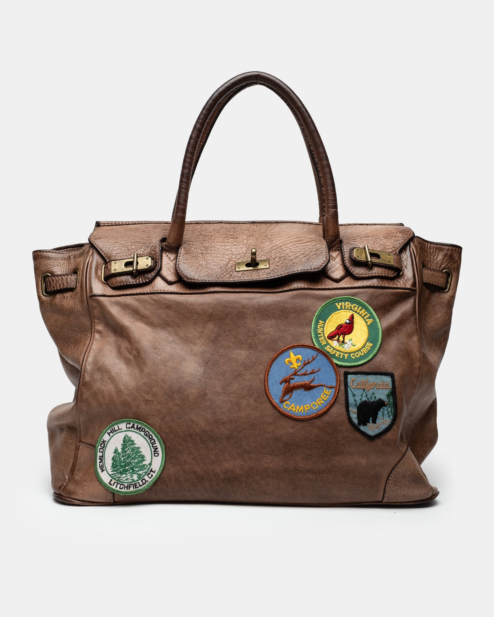 Artisanal Patched Washed Calf Shoulder Bag