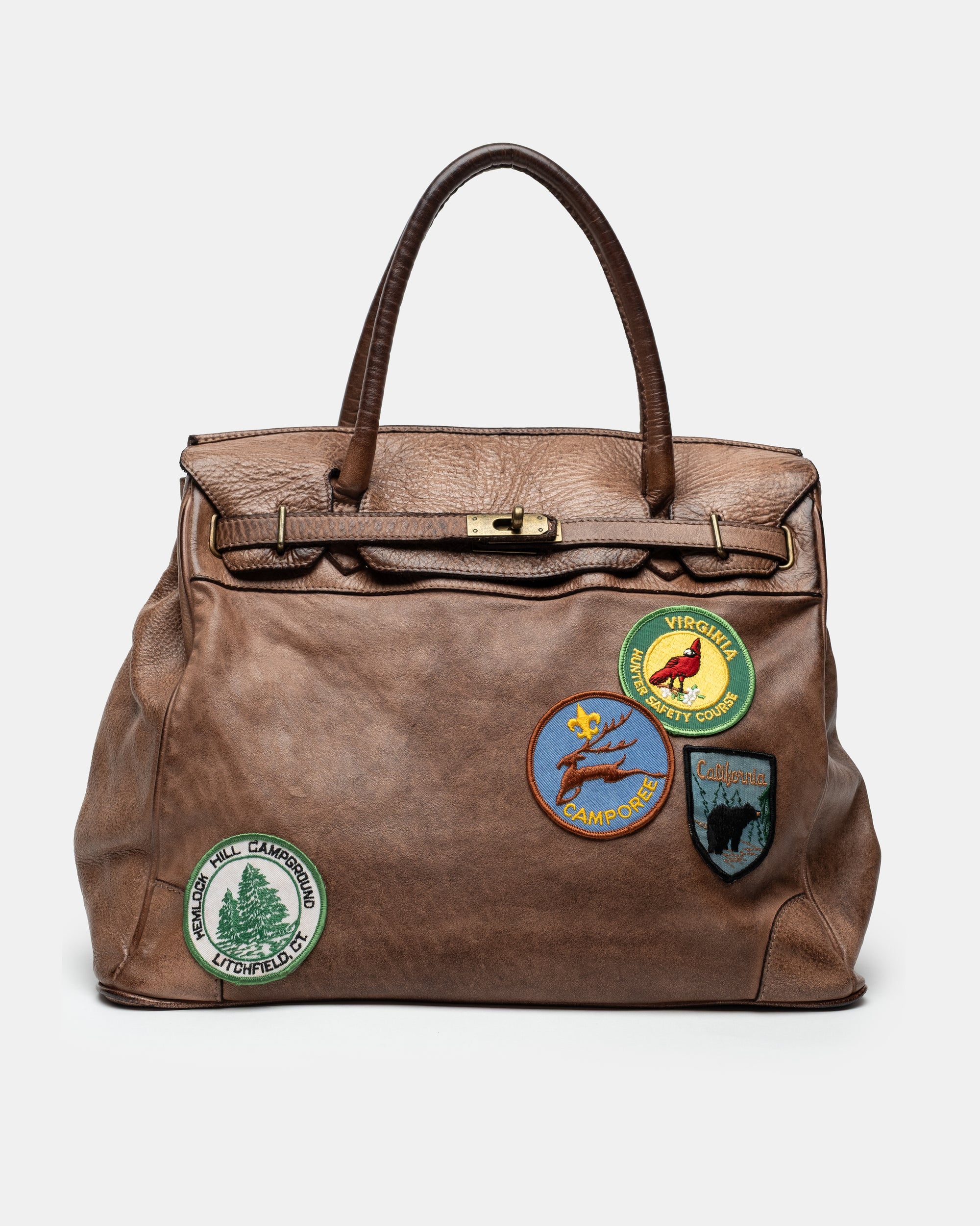 Artisanal Patched Washed Calf Shoulder Bag