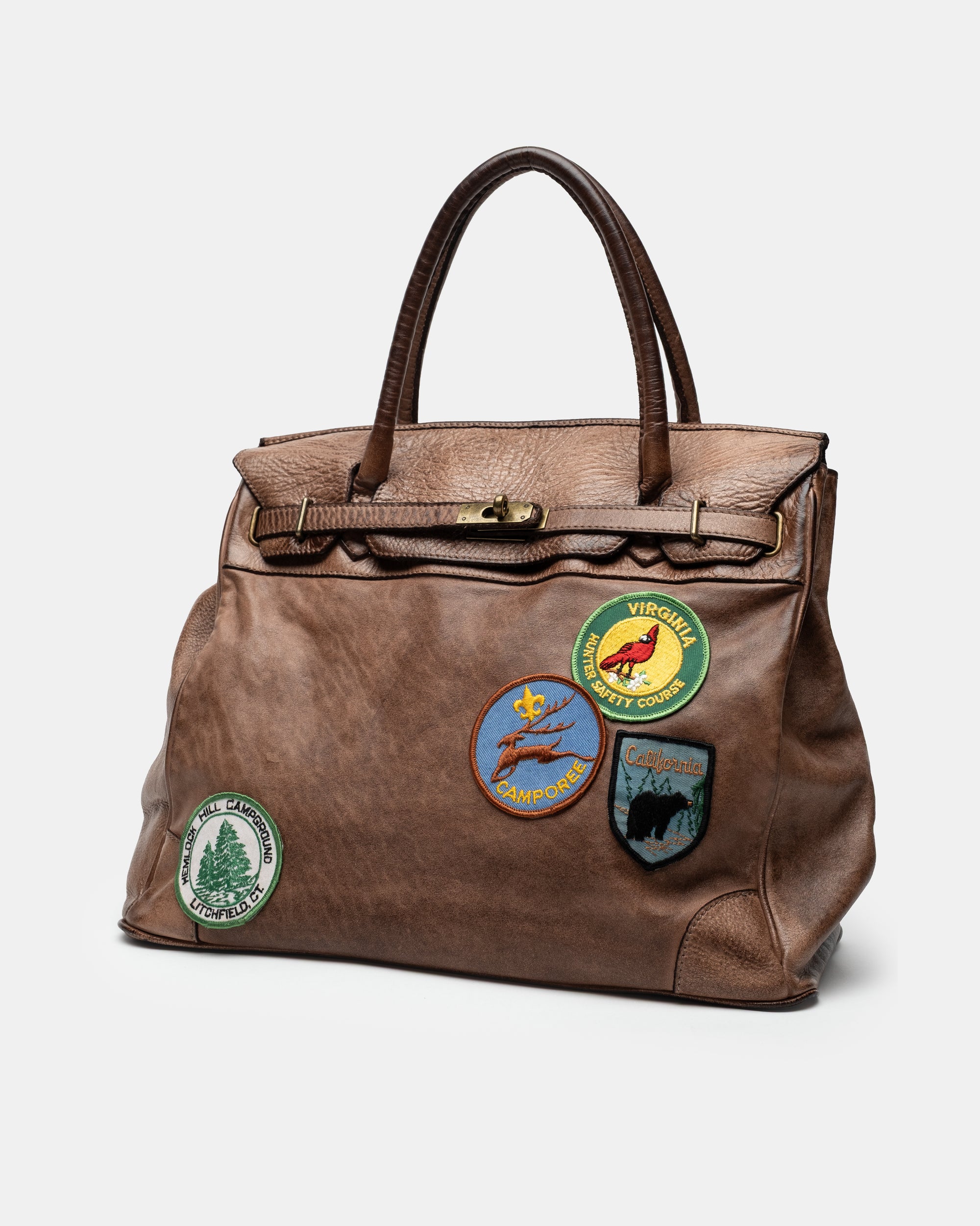 Artisanal Patched Washed Calf Shoulder Bag