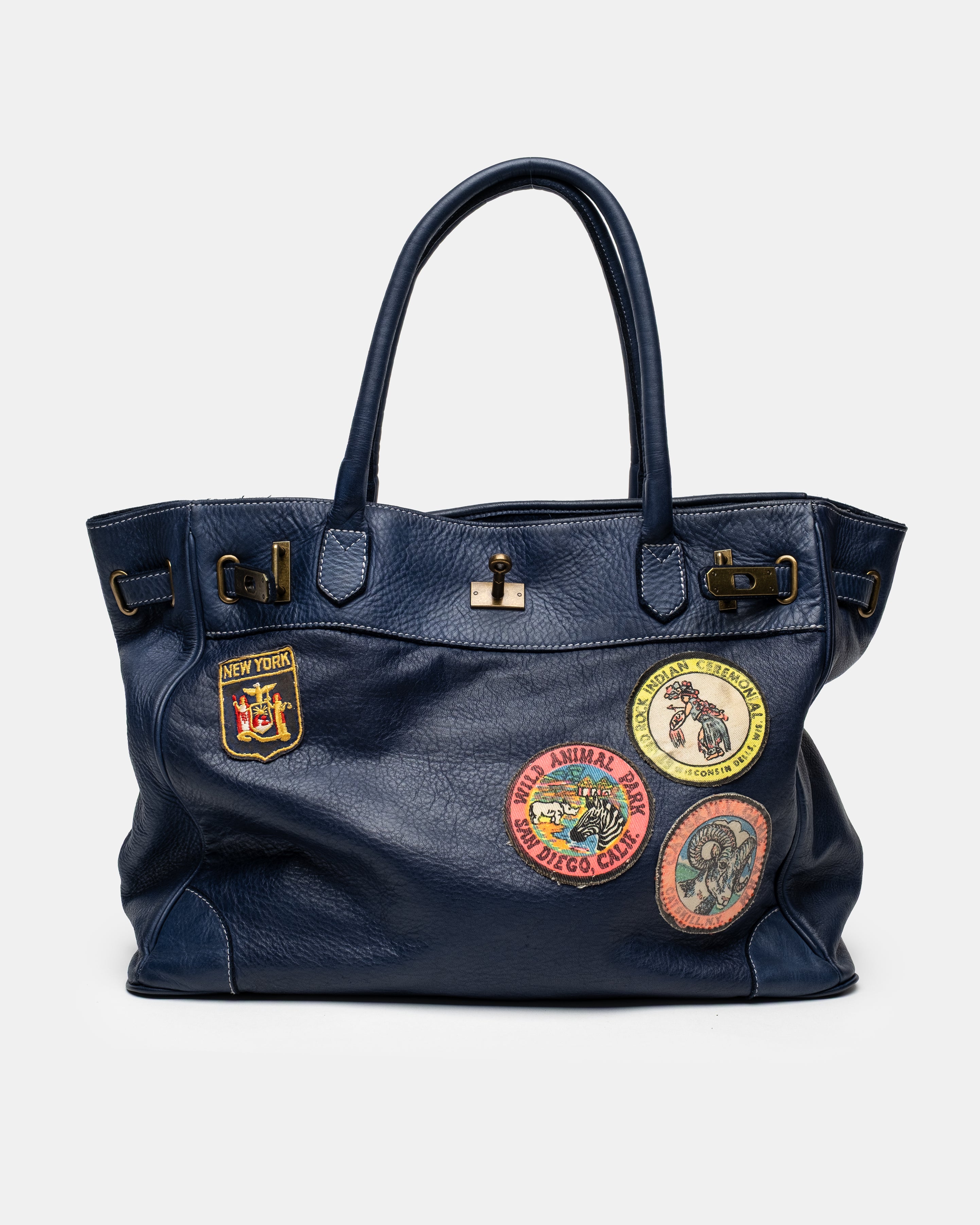 Artisanal Patched Washed Calf Shoulder Bag
