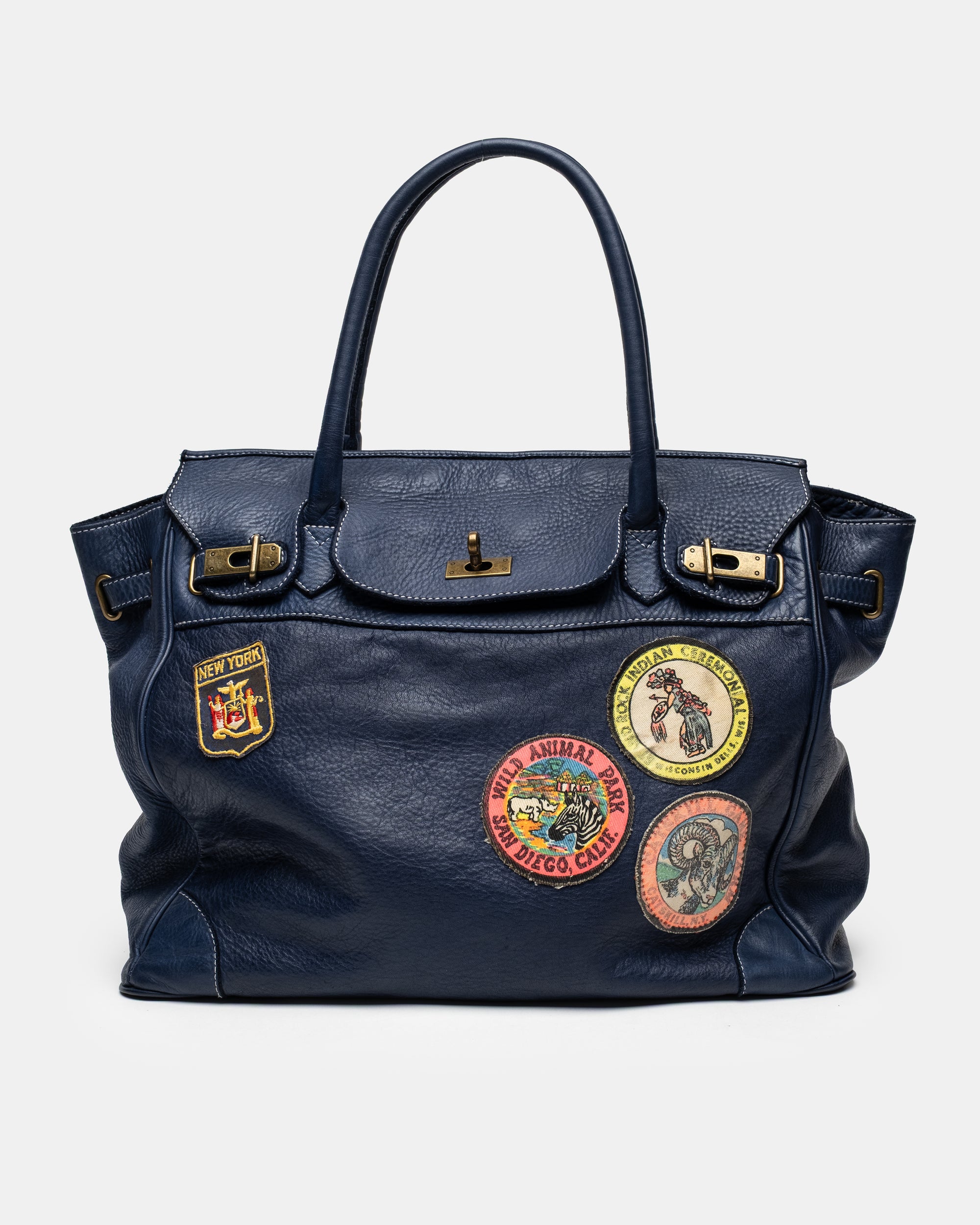 Artisanal Patched Washed Calf Shoulder Bag