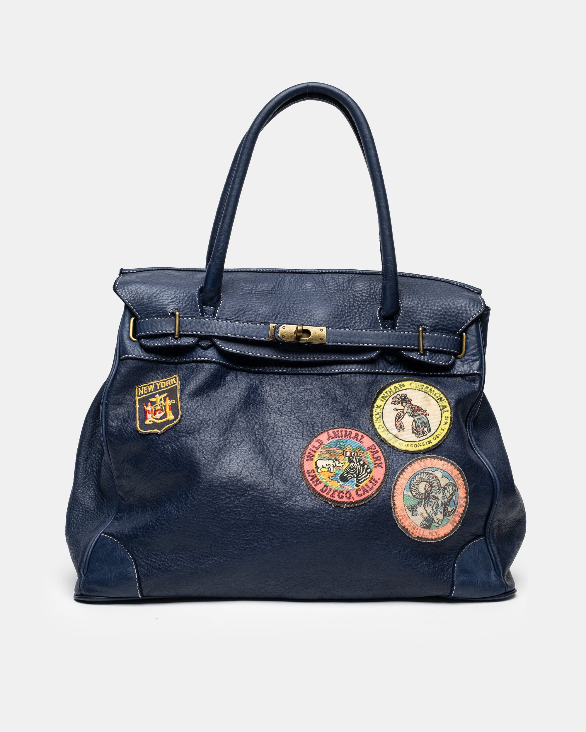 Artisanal Patched Washed Calf Shoulder Bag
