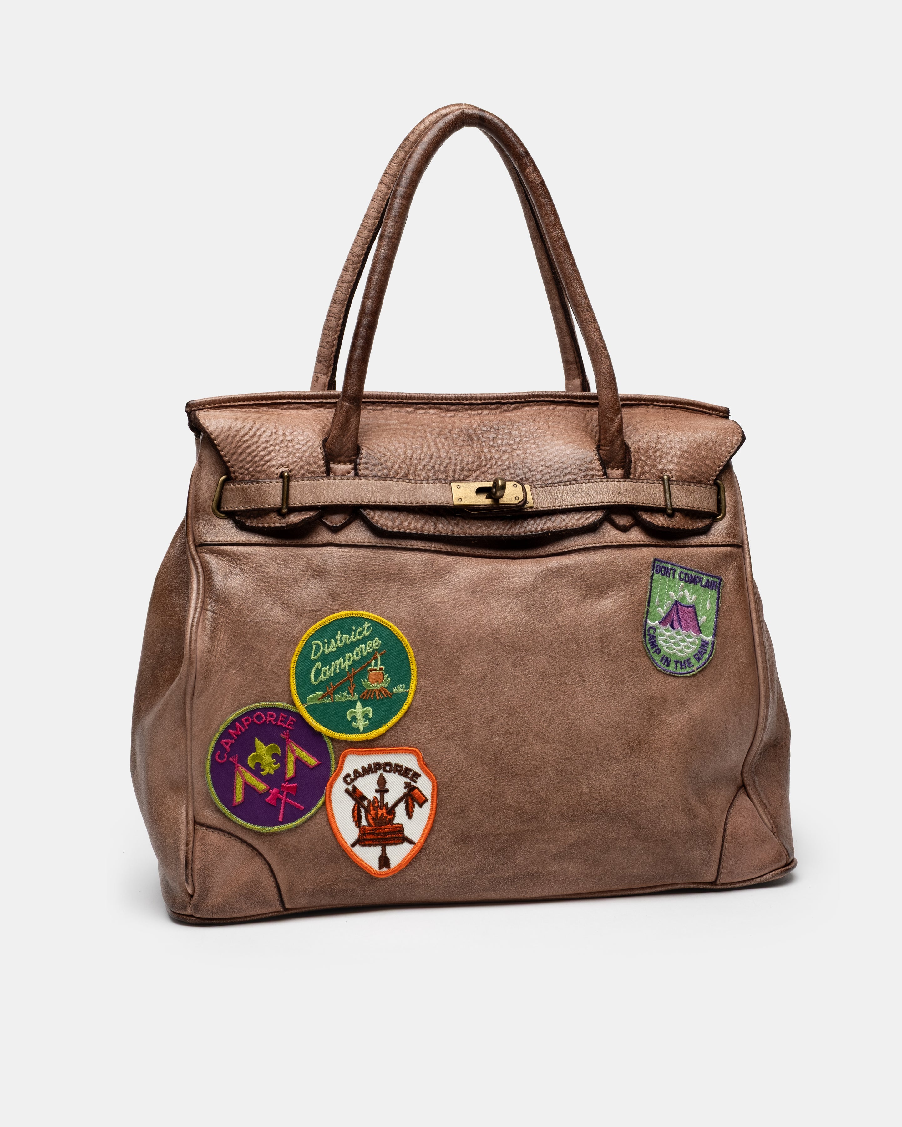 Artisanal Patched Washed Calf Shoulder Bag