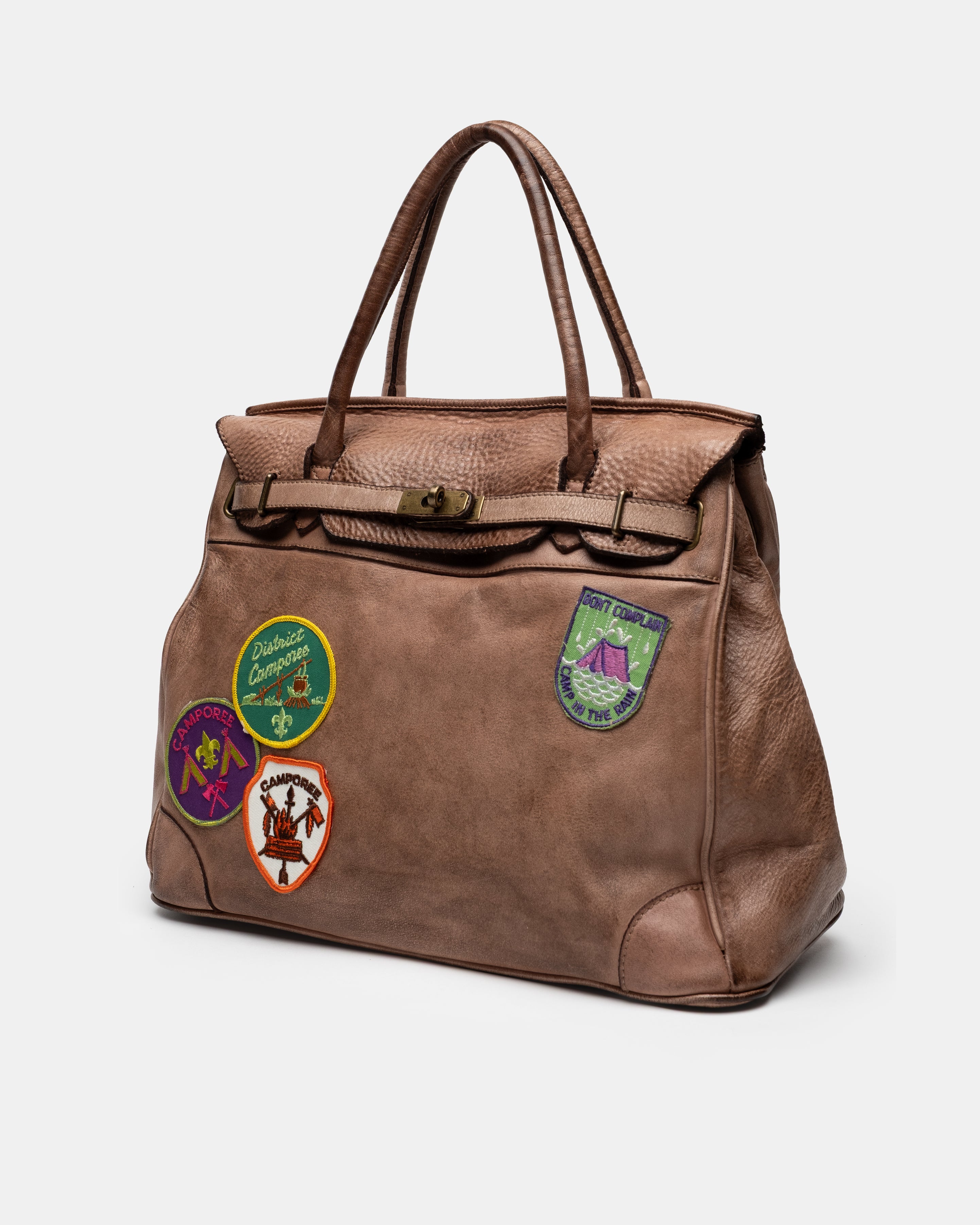 Artisanal Patched Washed Calf Shoulder Bag